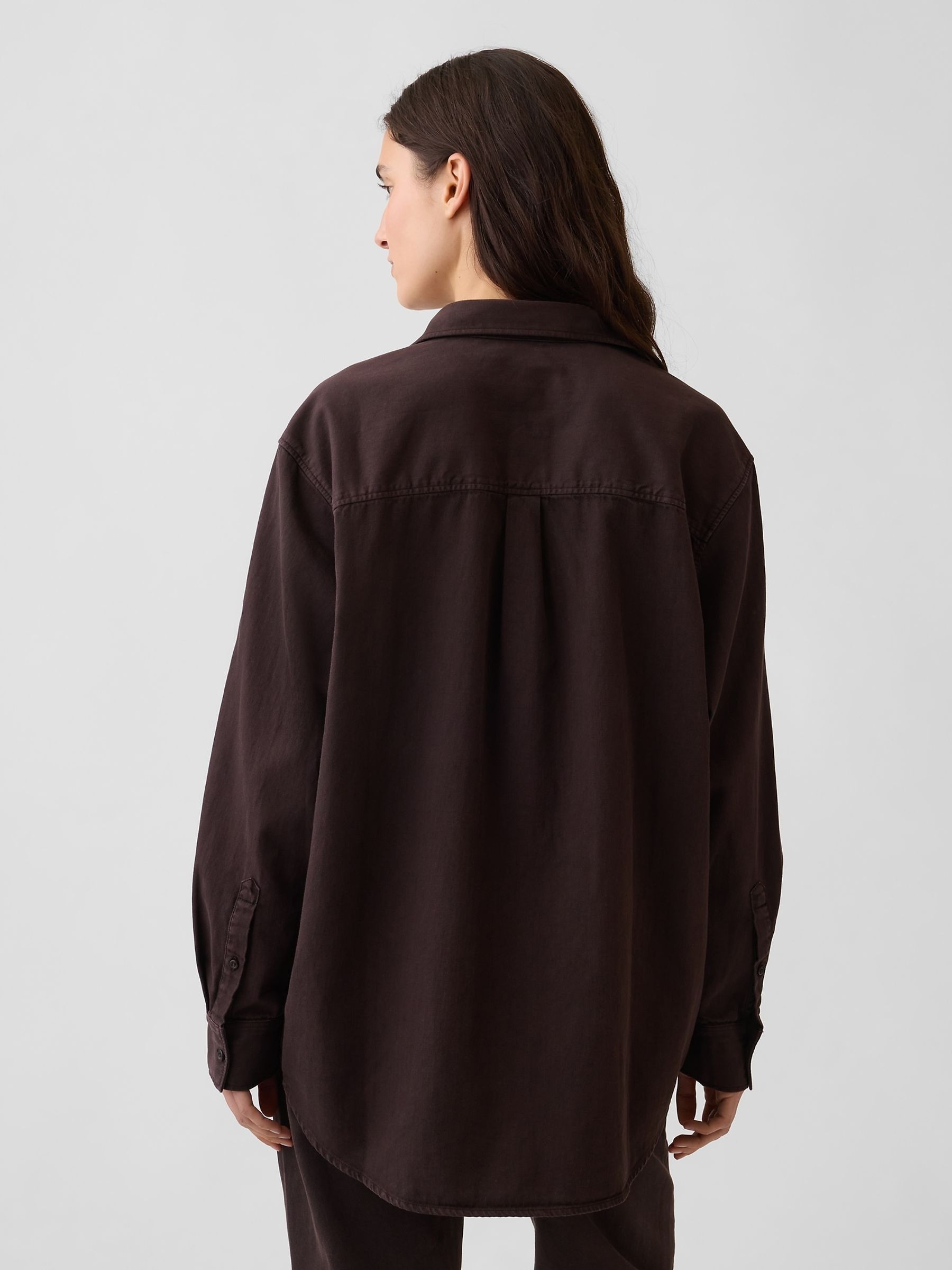 Brown Denim Big Shirt - Image 2 of 5 Brown Denim Big Shirt - Image 2 of 5