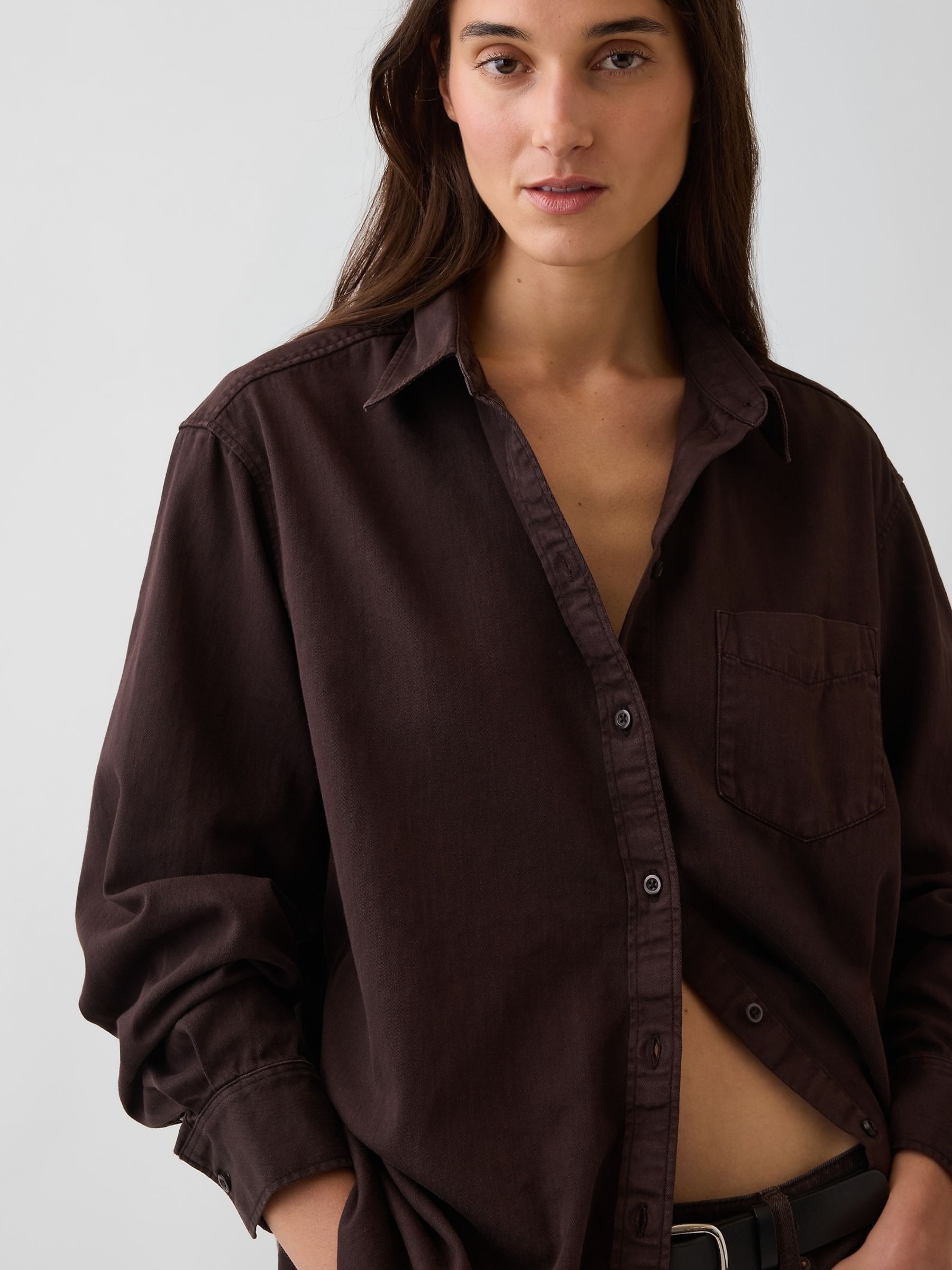 Brown Denim Big Shirt - Image 3 of 5