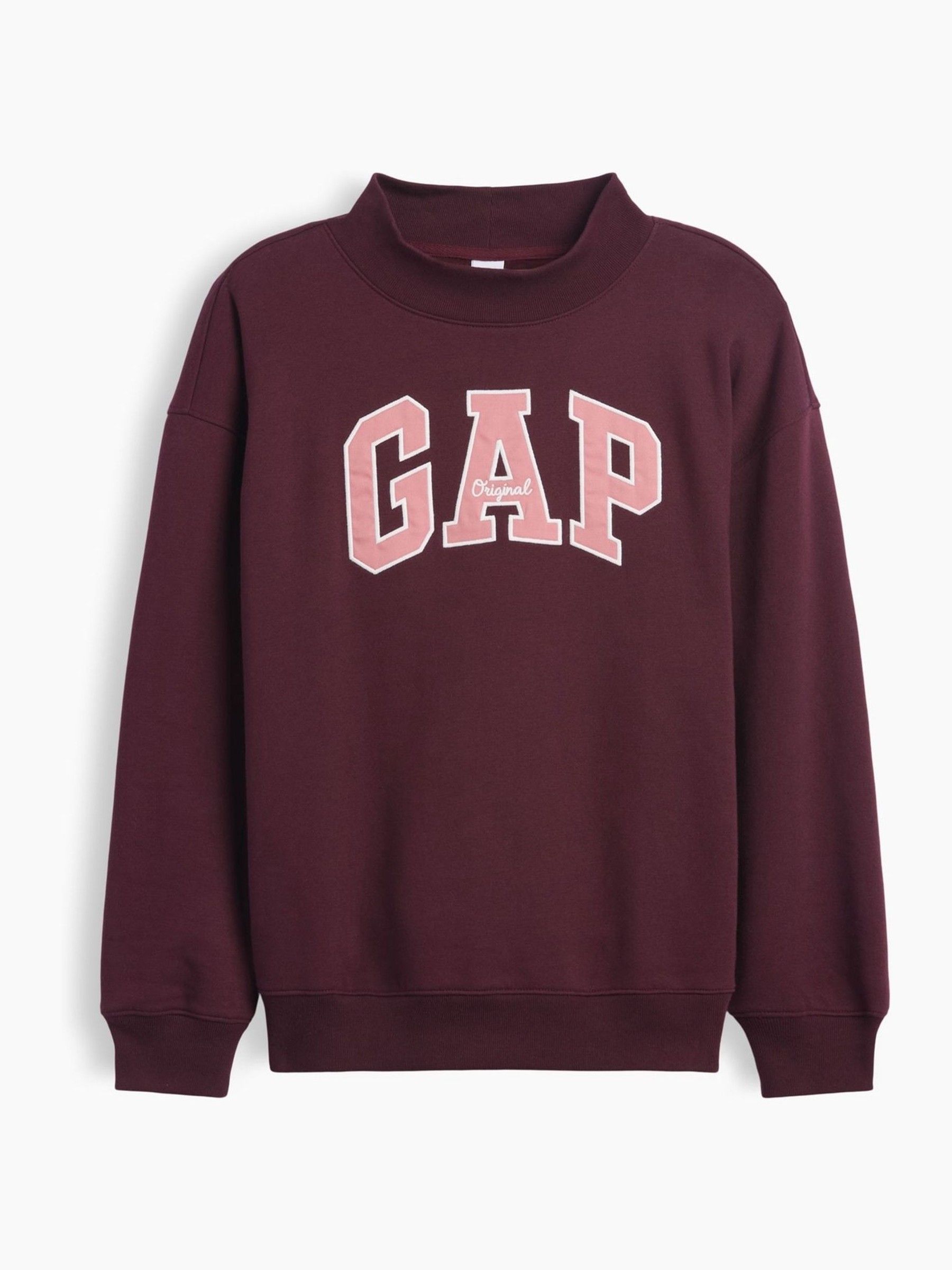 Burgundy Red Oversized Logo Mock Neck Tunic Sweatshirt - Image 5 of 5