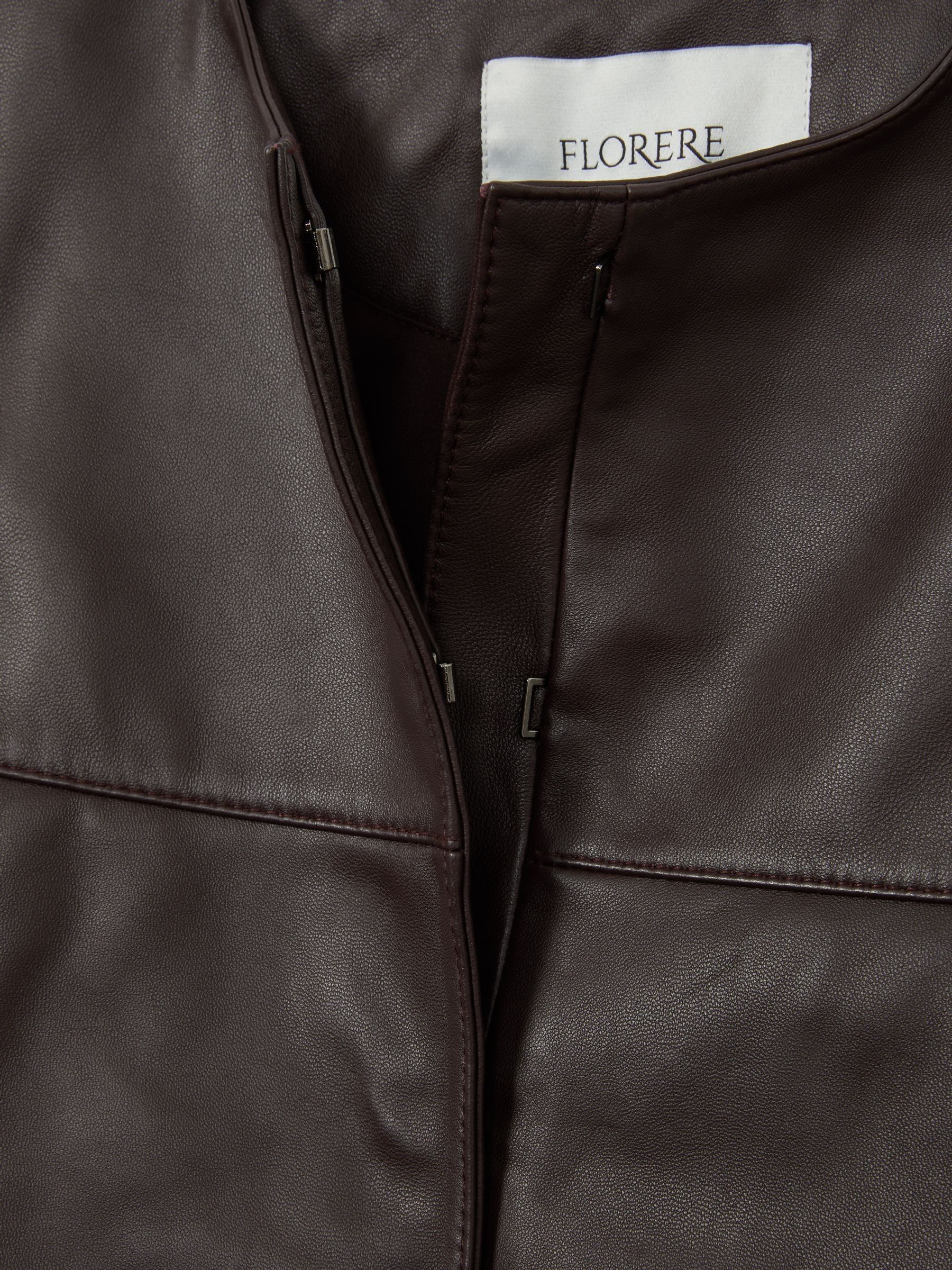 Florere Leather Cape-Sleeve Jacket in Burgundy - Image 7 of 7