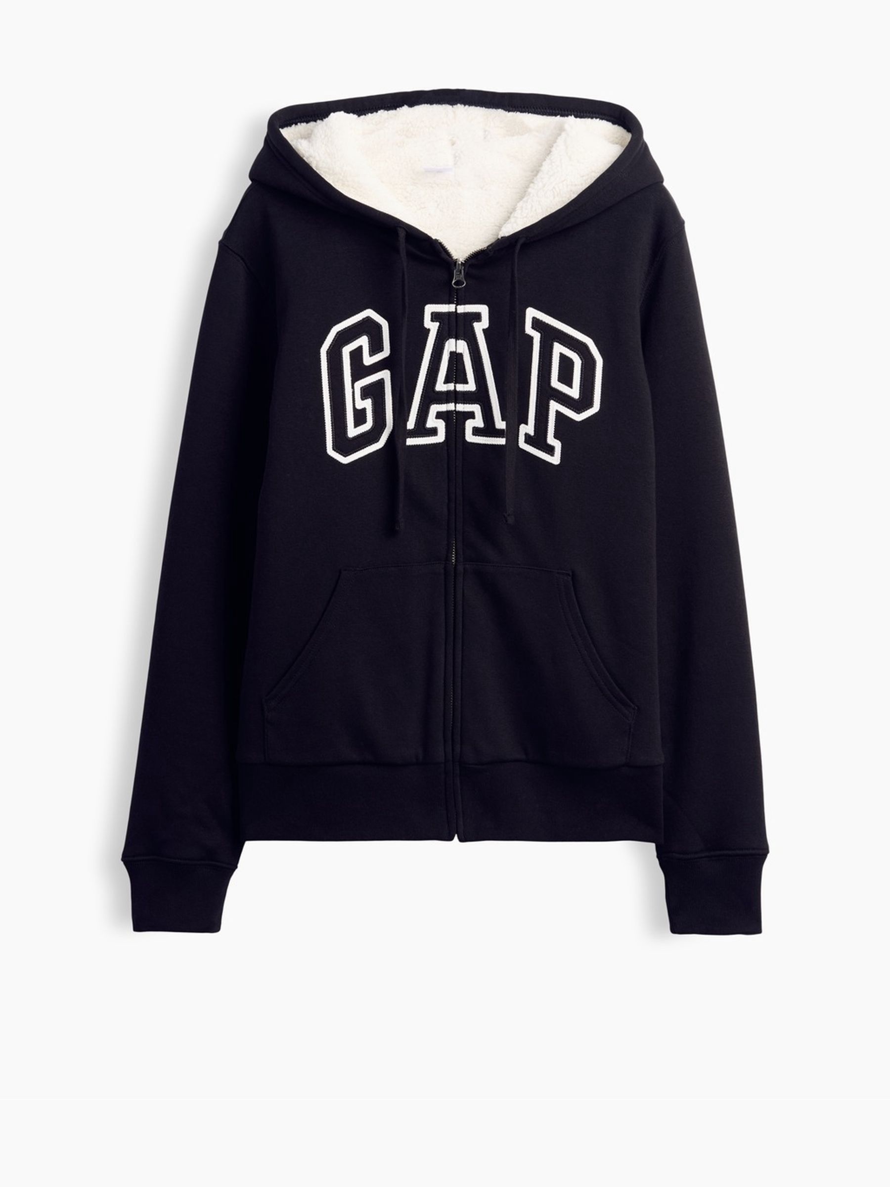 Black Relaxed Logo Sherpa-Lined Zip-Up Hoodie - Image 5 of 5
