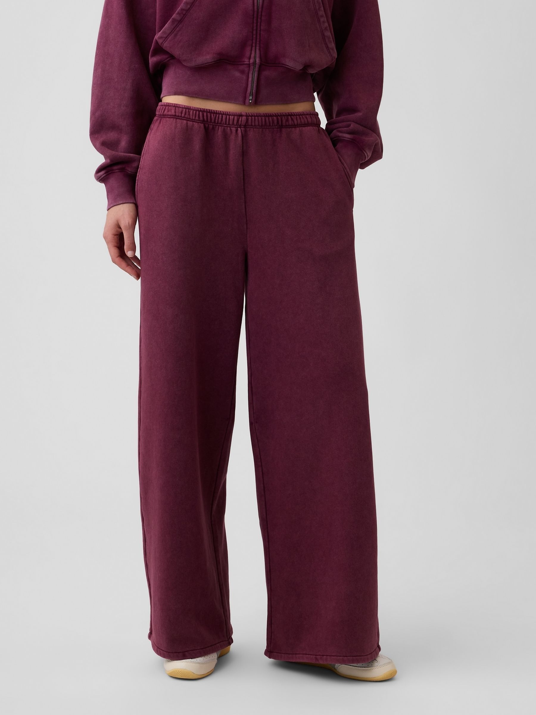 Burgundy Red VintageSoft Baggy Wide-Leg Joggers - Image 1 of 6