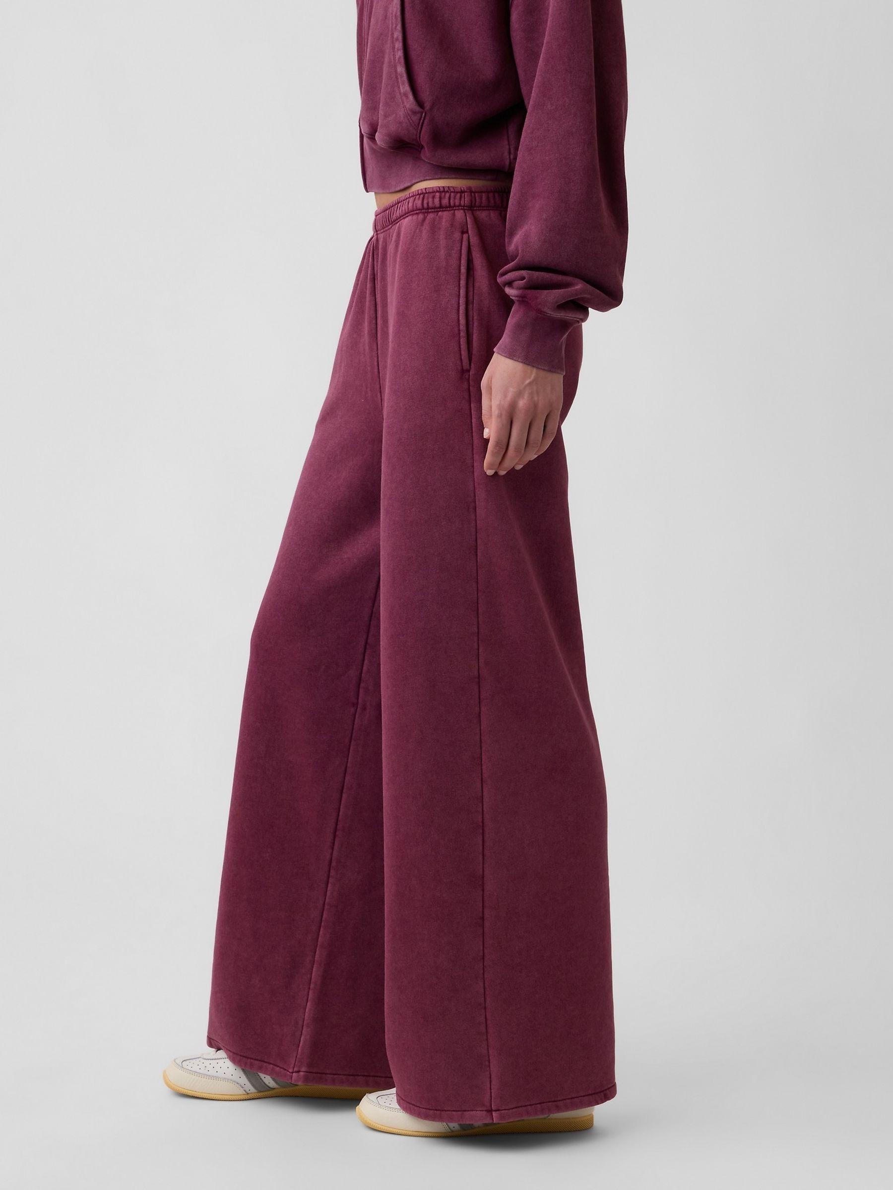 Burgundy Red VintageSoft Baggy Wide-Leg Joggers - Image 3 of 6