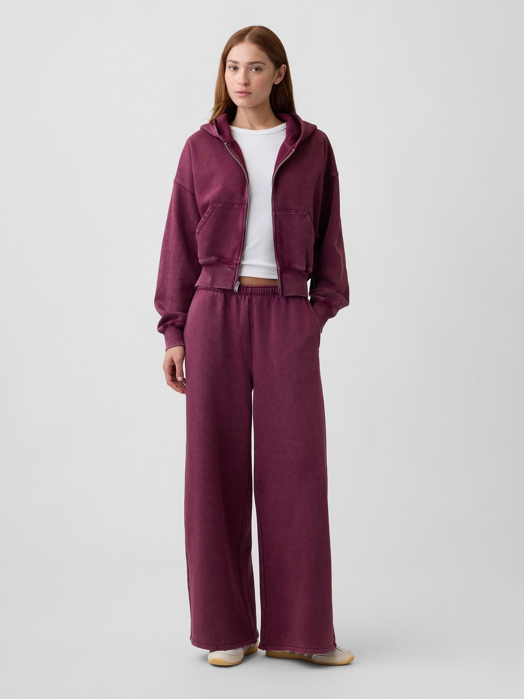 Burgundy Red VintageSoft Baggy Wide-Leg Joggers - Image 4 of 6