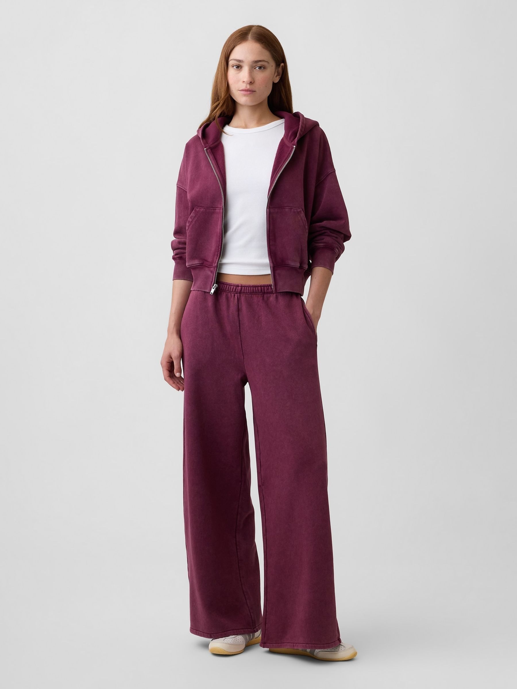 Burgundy Red VintageSoft Baggy Wide-Leg Joggers - Image 5 of 6