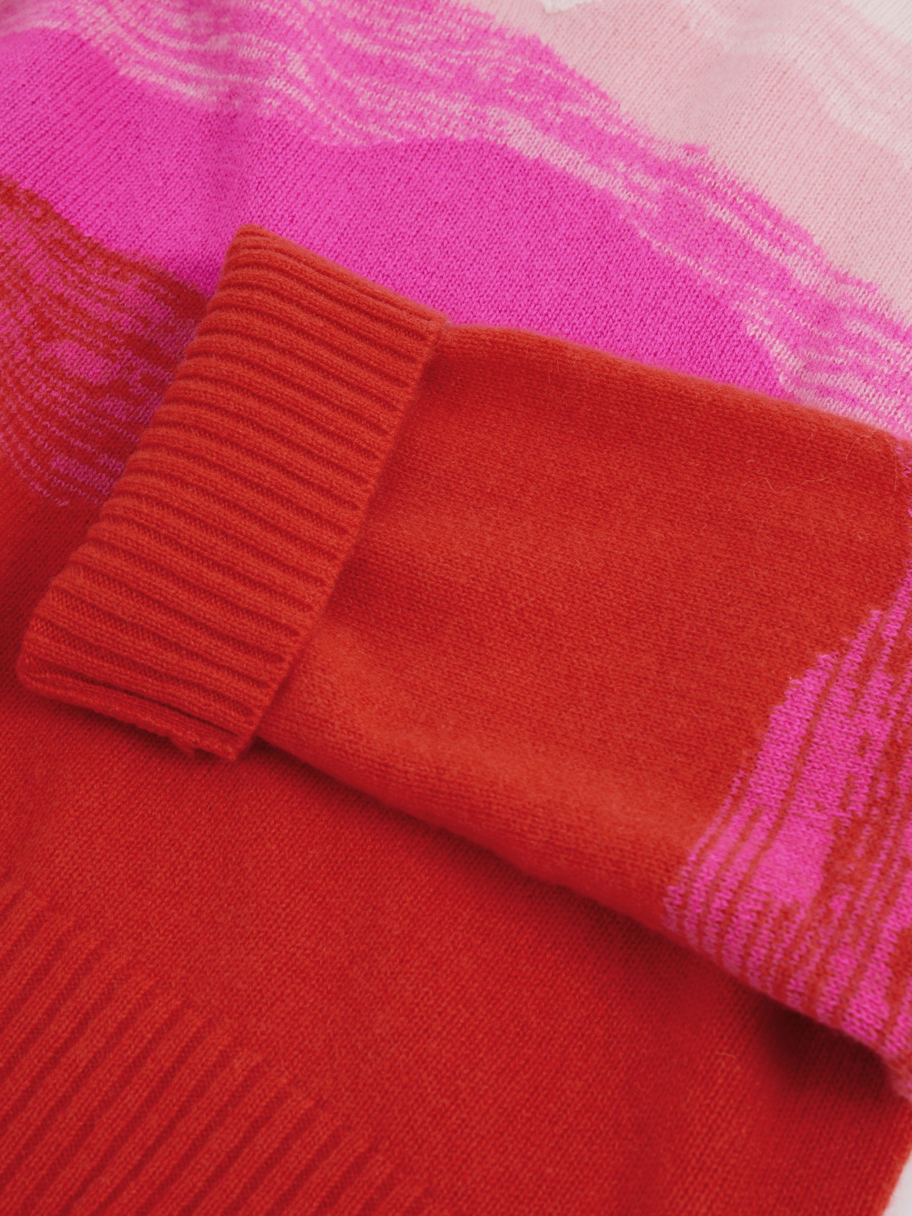 Crush Collection 100% Cashmere Gradient V-Neck Jumper in Red/Cream - Image 6 of 6