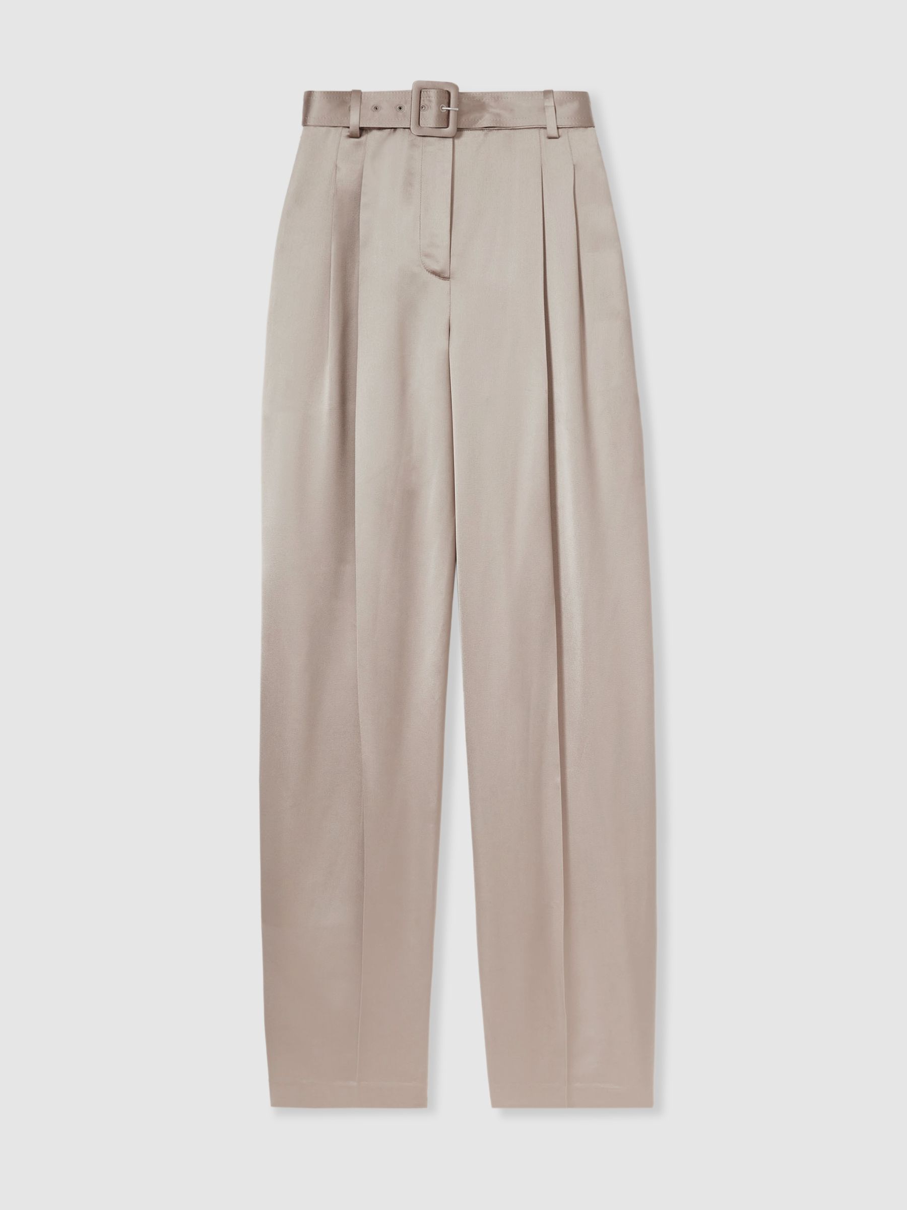 Atelier Belted Satin Trousers in Champagne - Image 2 of 5