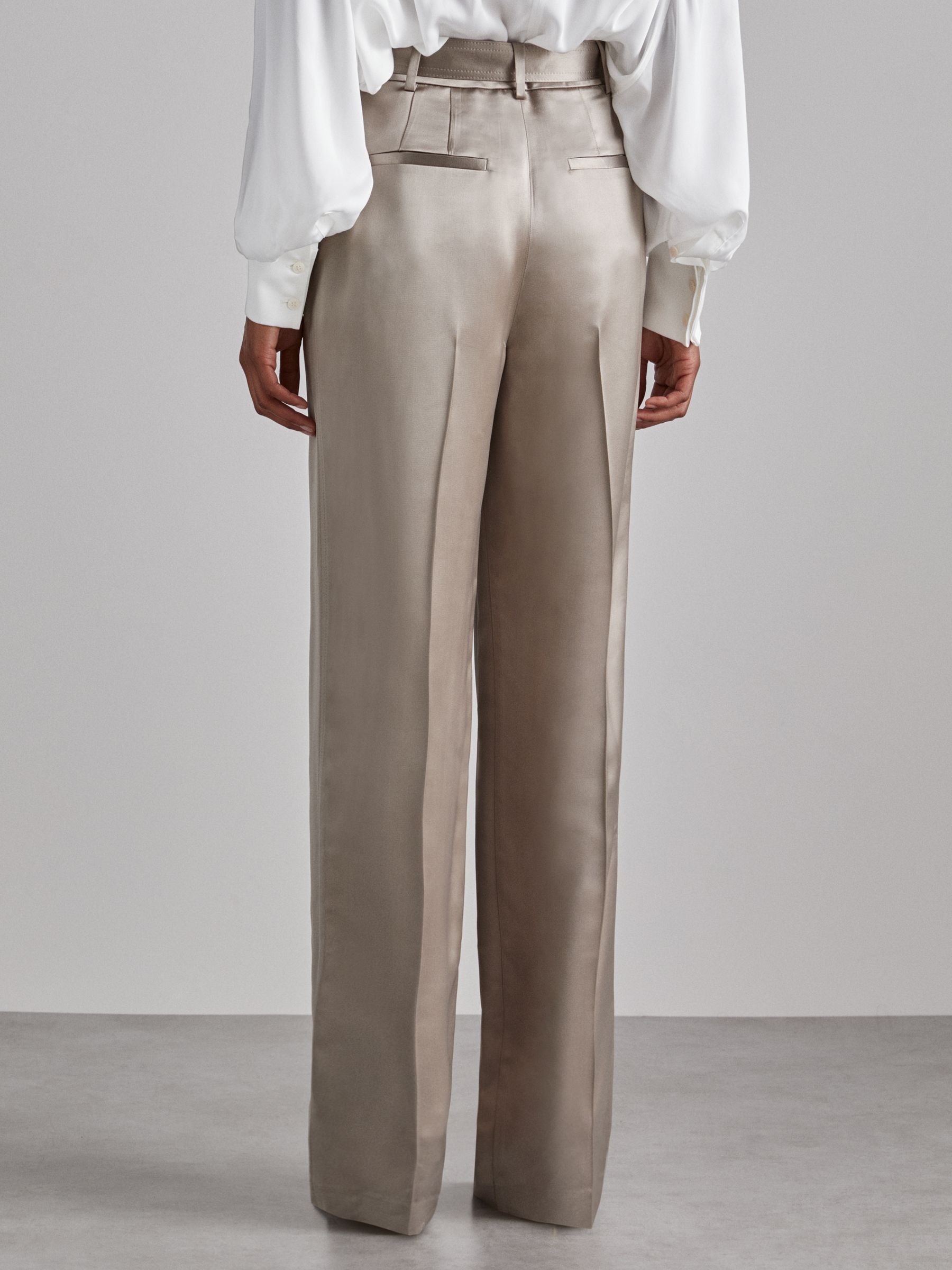 Atelier Belted Satin Trousers in Champagne - Image 4 of 5
