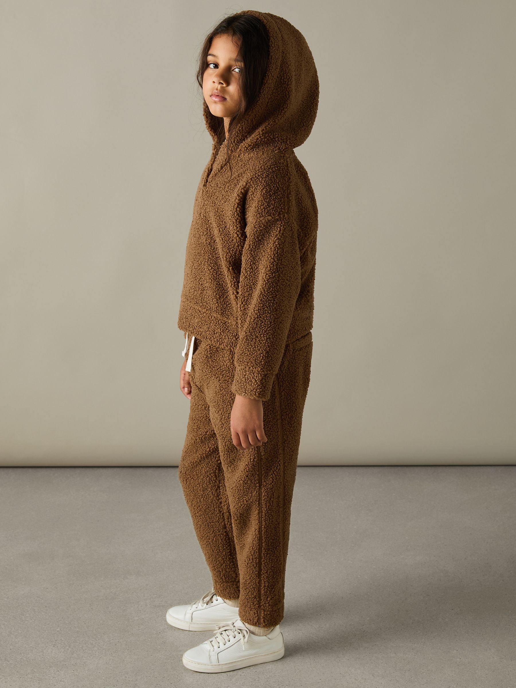 4-9 yrs Borg Hoodie And Joggers Set in Brown - Image 4 of 5