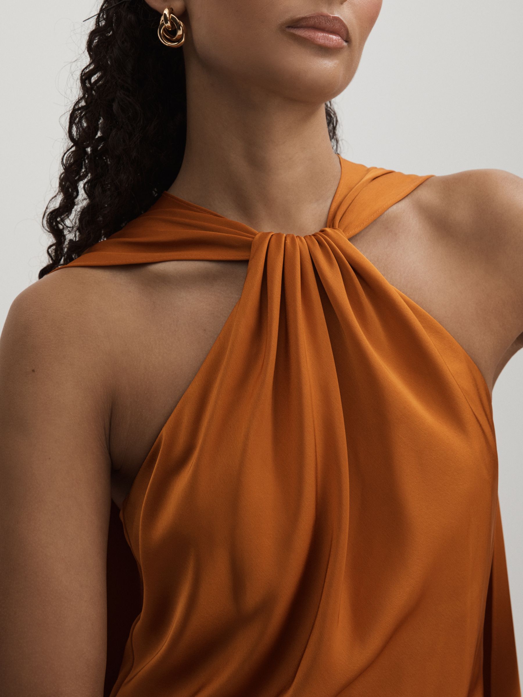 Halston Halter Cape Maxi Dress in Mustard - Image 4 of 6
