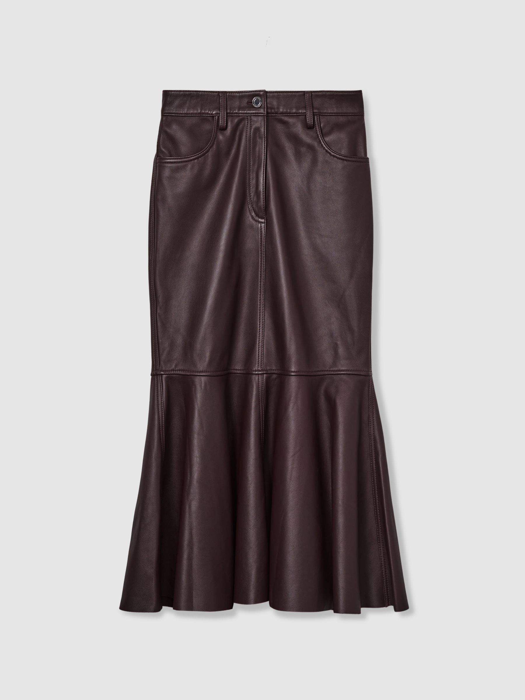 【海外限定】REISSレザースカート☆Burgundy Miley Leather Penc Buy Reiss Burgundy Daria Leather Zip-Front Mini Skirt from