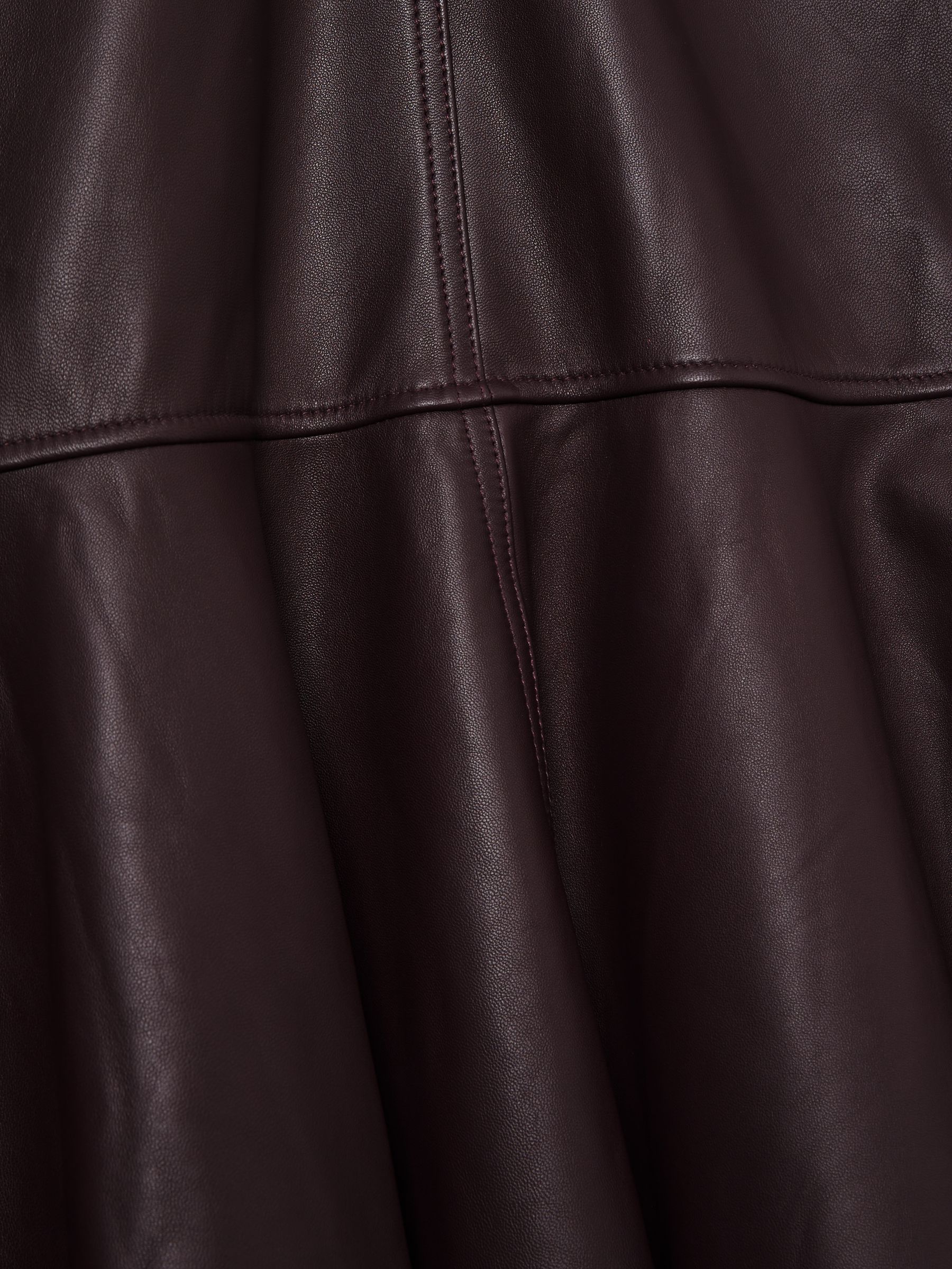 Atelier Leather Fluted Midi Skirt in Burgundy - Image 8 of 8