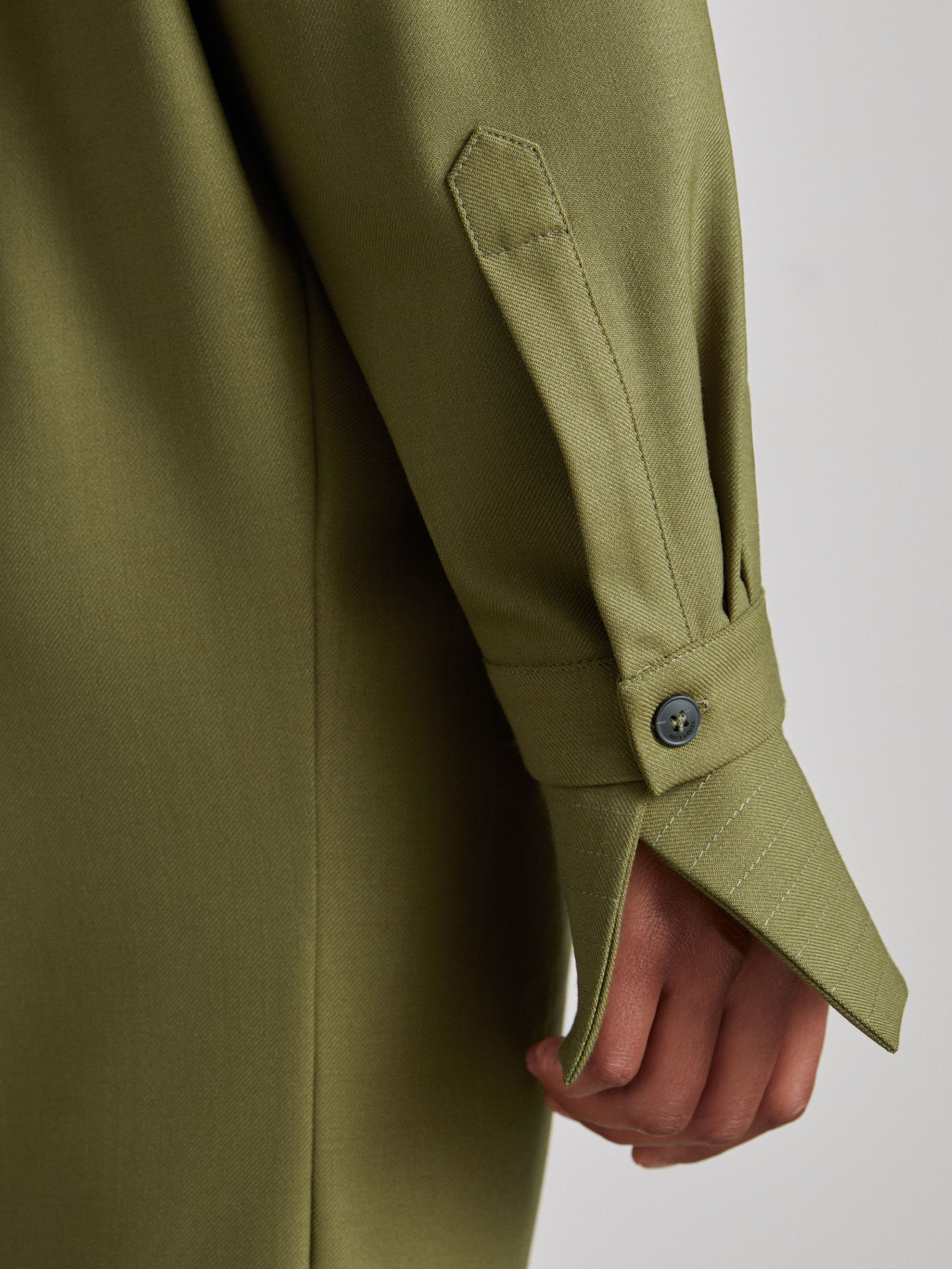 Atelier Draped Shirt Dress with Wool in Khaki - Image 5 of 8