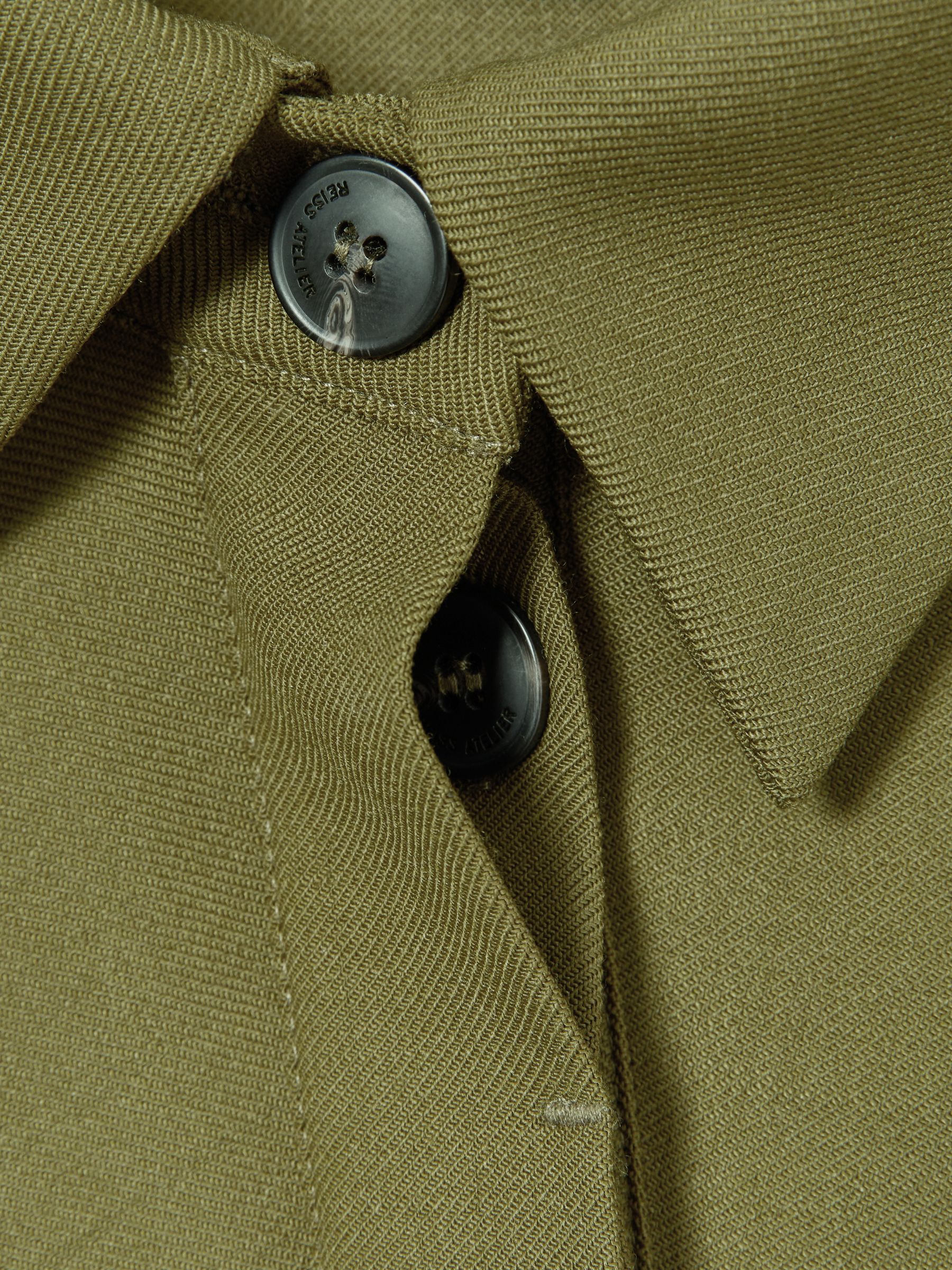 Atelier Draped Shirt Dress with Wool in Khaki - Image 8 of 8