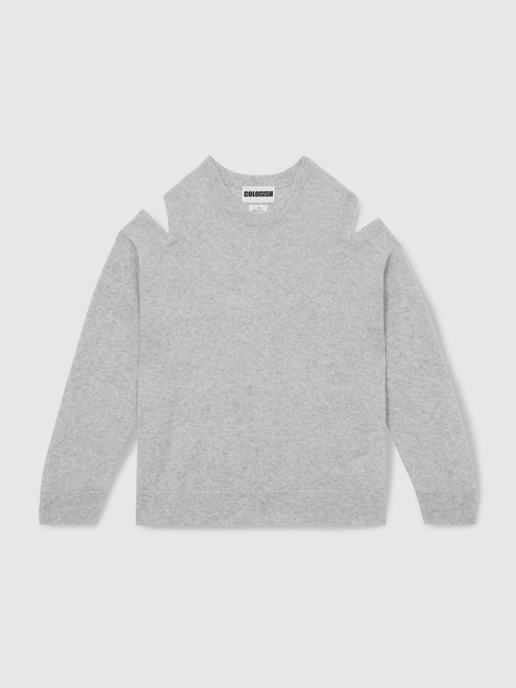 Crush Collection 100% Cashmere Cut-Out Jumper in Grey - Image 2 of 6