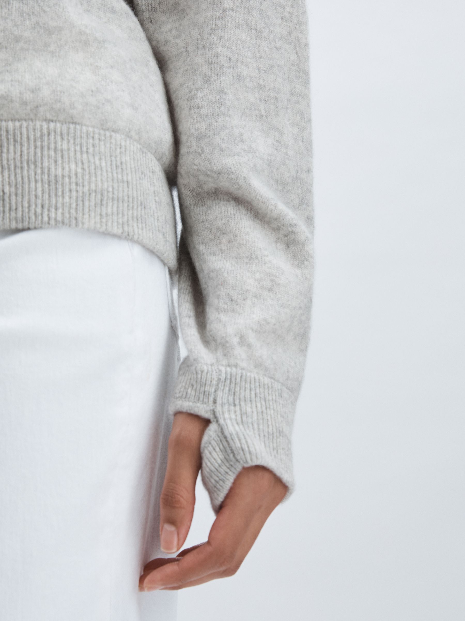 Crush Collection 100% Cashmere Cut-Out Jumper in Grey - Image 4 of 6