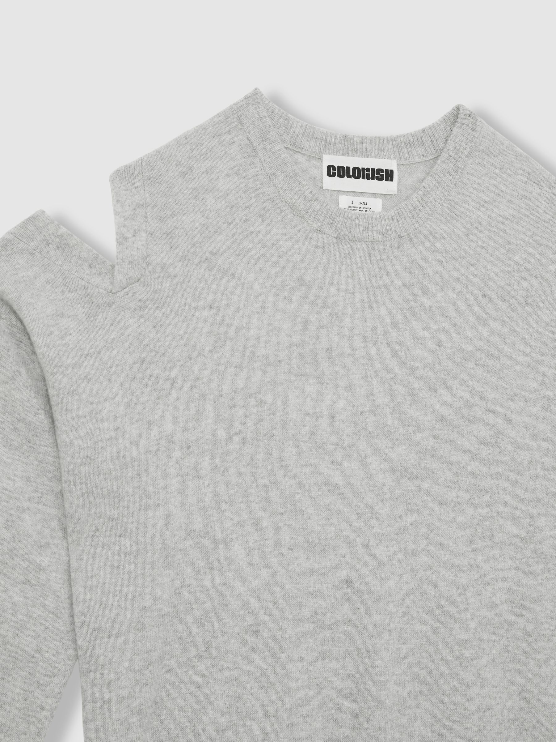 Crush Collection 100% Cashmere Cut-Out Jumper in Grey - Image 6 of 6