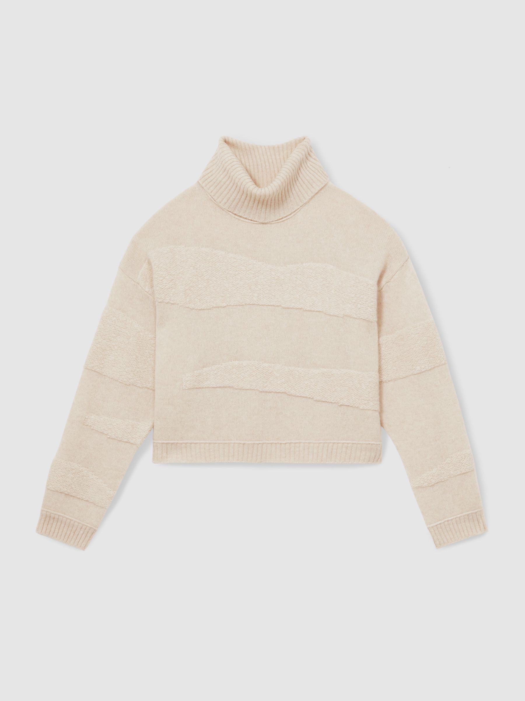 Crush Collection 100% Cashmere Roll-Neck Jumper in Cream - Image 2 of 6