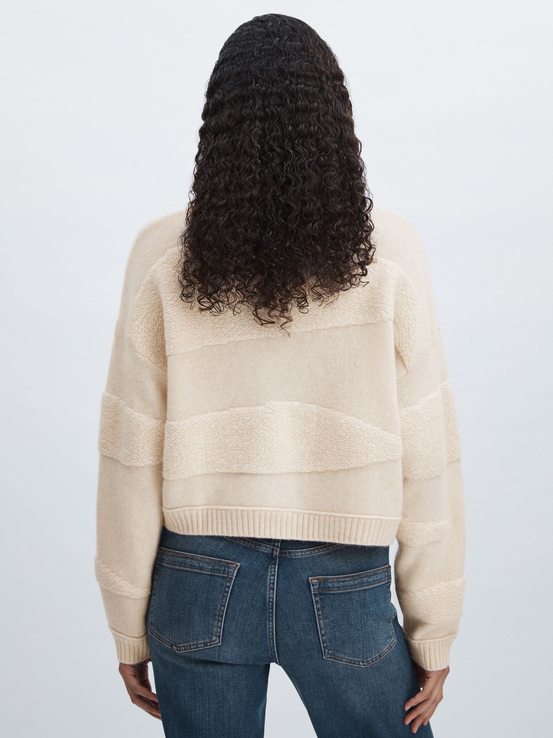 Crush Collection 100% Cashmere Roll-Neck Jumper in Cream - Image 5 of 6