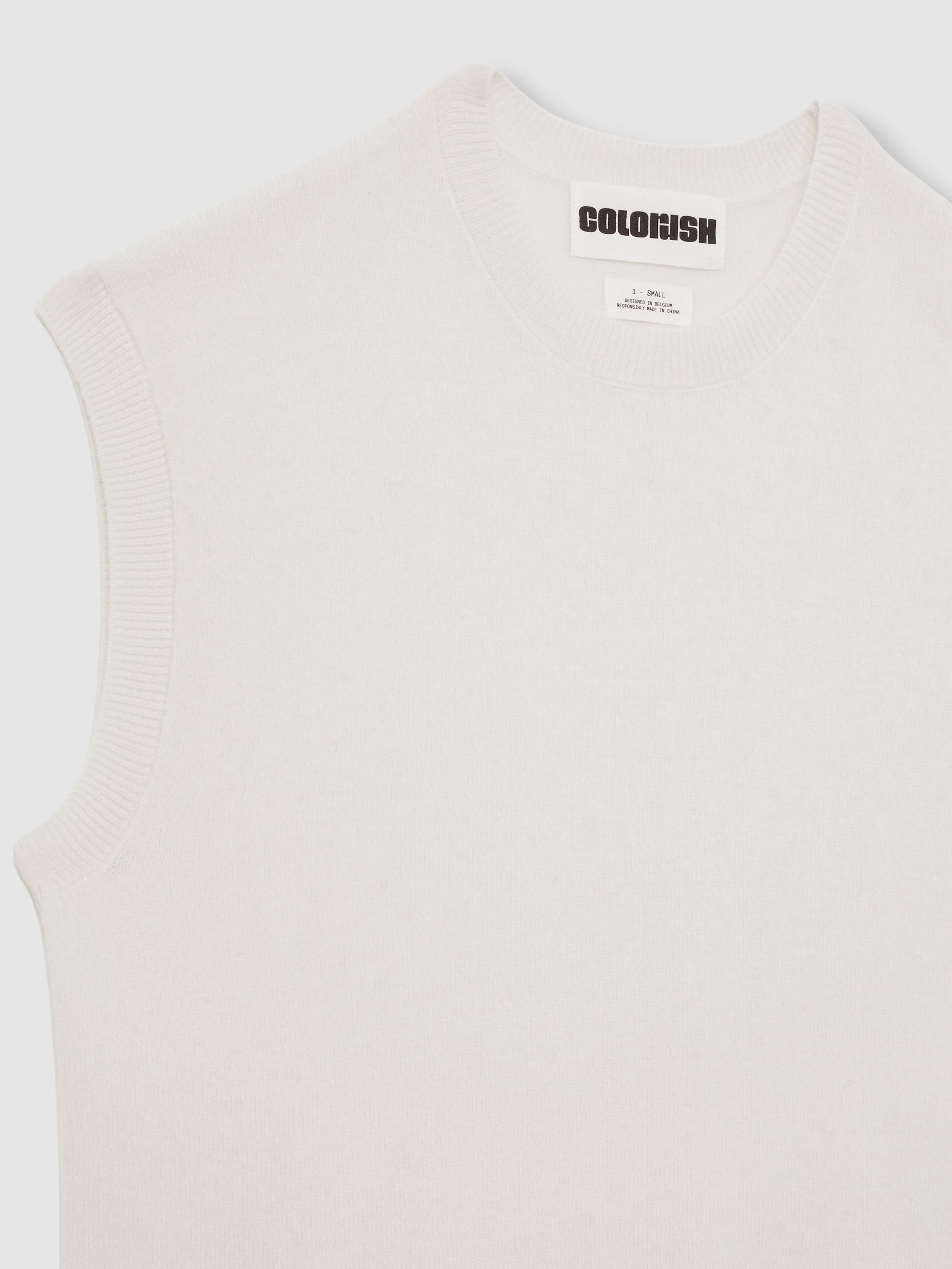 Crush Collection 100% Cashmere Crew-Neck Tank in White - Image 6 of 6