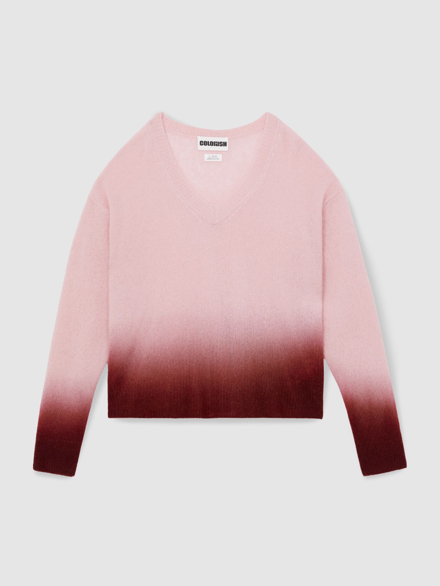 Crush Collection Cashmere-Silk Dipped V-Neck Jumper in Rose - Image 2 of 6