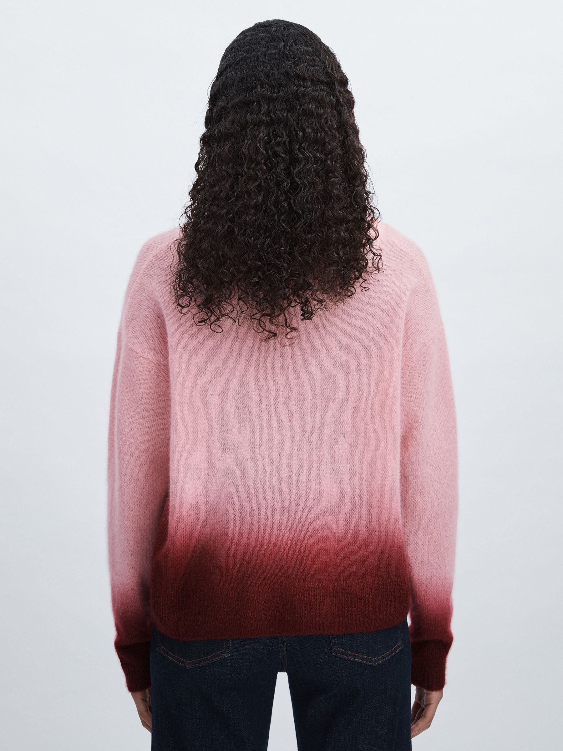 Crush Collection Cashmere-Silk Dipped V-Neck Jumper in Rose - Image 4 of 6