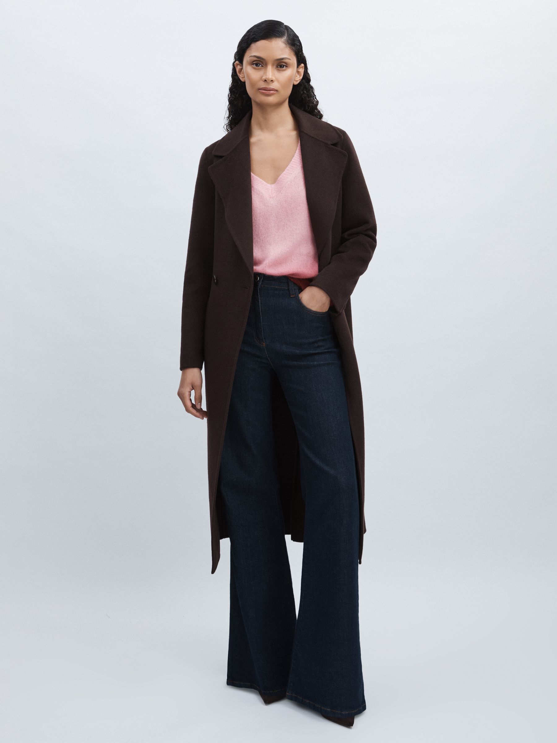 Crush Collection Cashmere-Silk Dipped V-Neck Jumper in Rose - Image 5 of 6