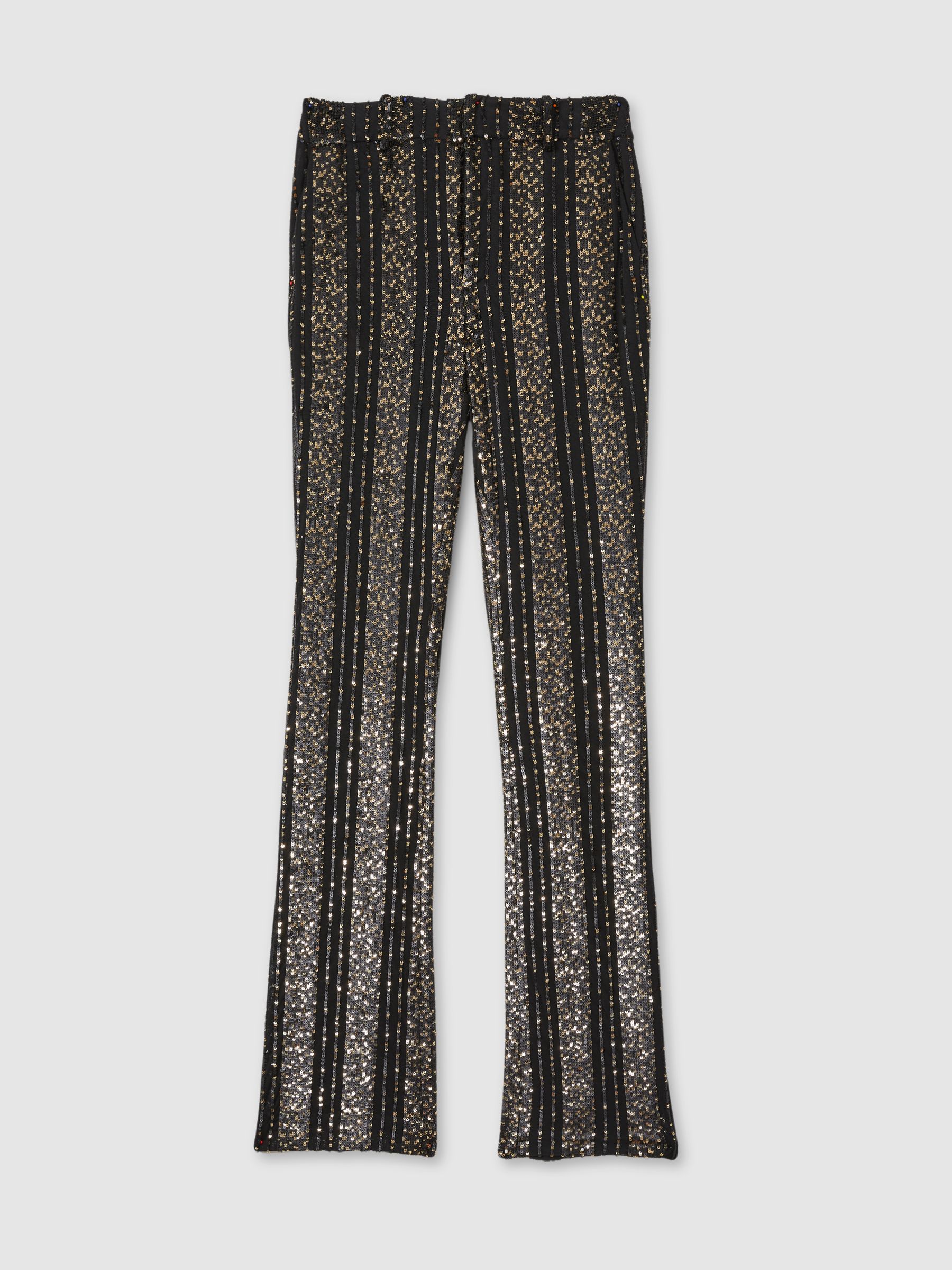 Halston Striped Sequin Trousers in Black - Image 2 of 5