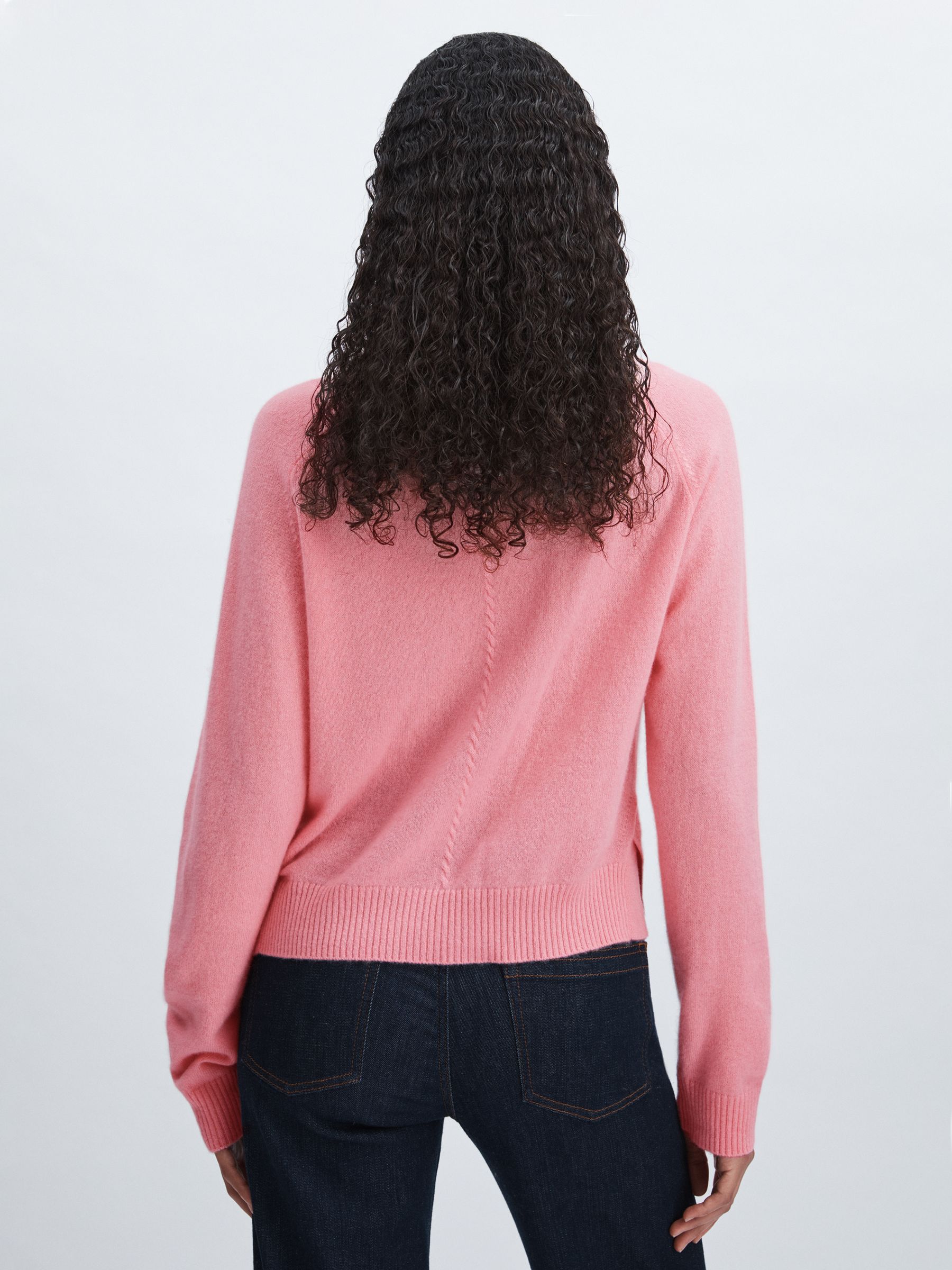 Crush Collection 100% Cashmere V-Neck Jumper in Bubblegum - Image 5 of 6