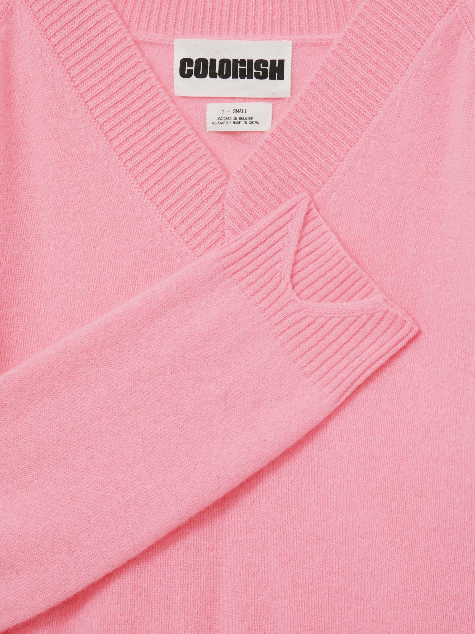 Crush Collection 100% Cashmere V-Neck Jumper in Bubblegum - Image 6 of 6