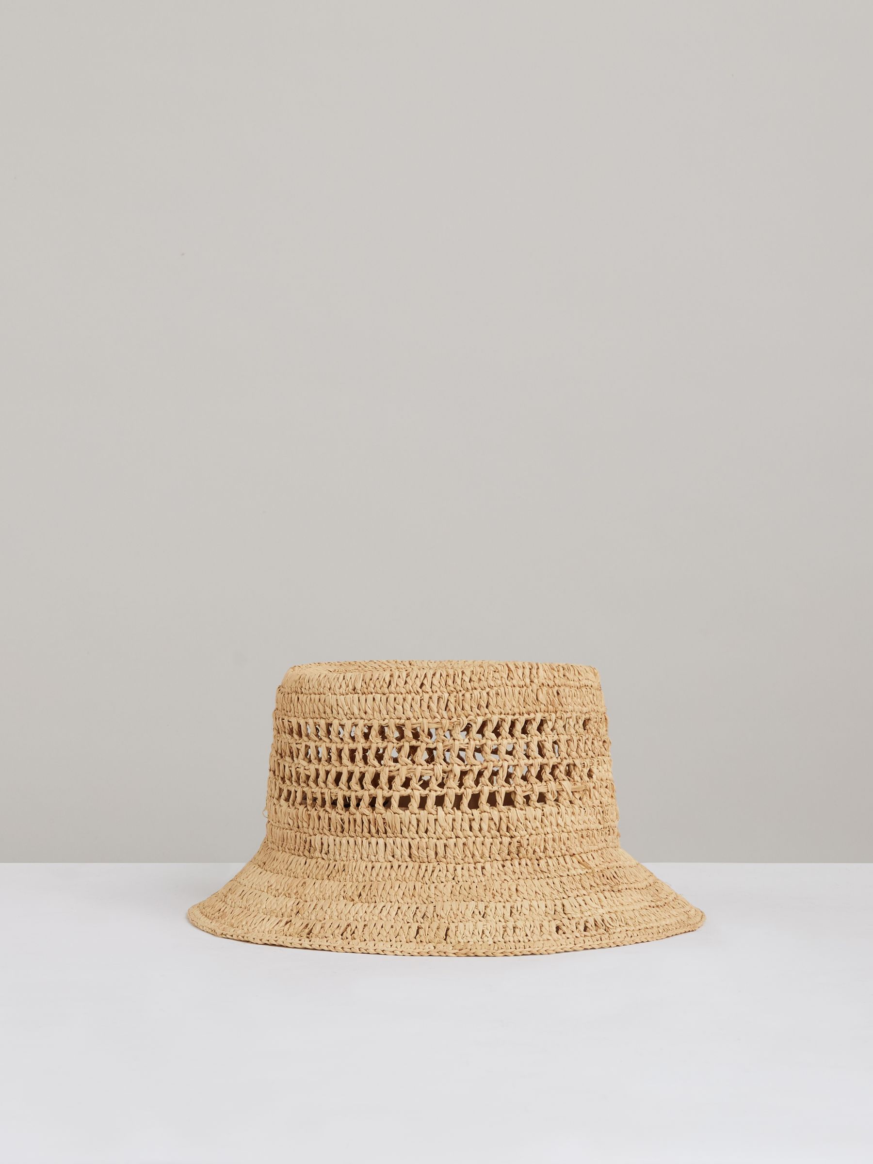 Straw Bucket Hat in Natural - Image 1 of 4