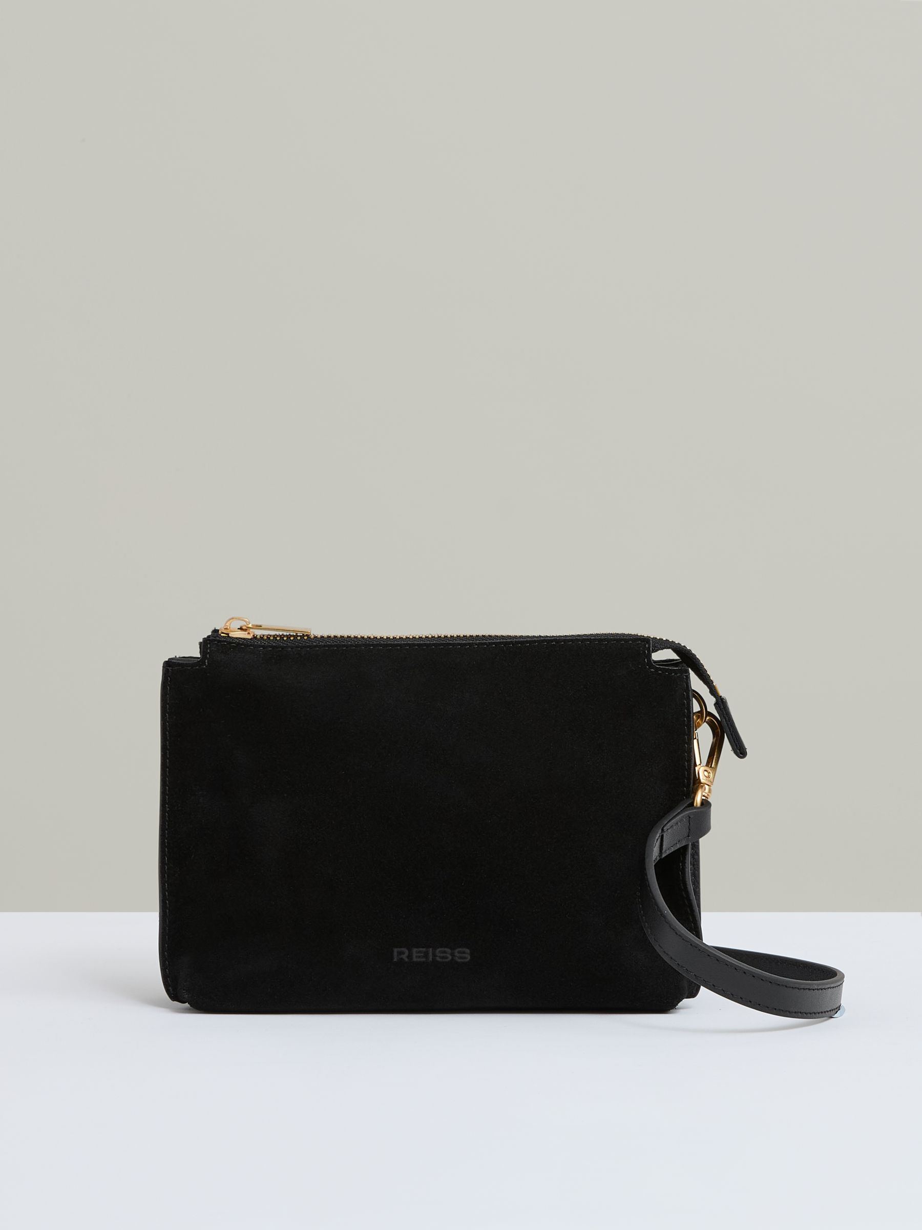 Leather And Suede Crossbody Bag in Black - Image 1 of 5