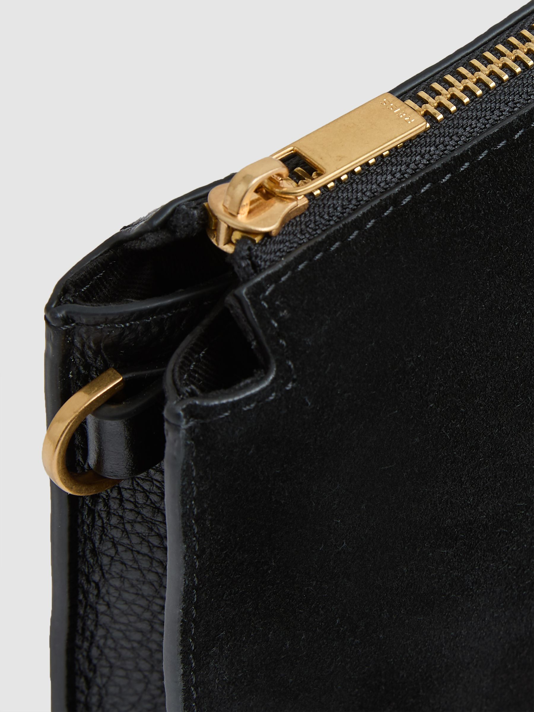 Leather And Suede Crossbody Bag in Black - Image 5 of 5