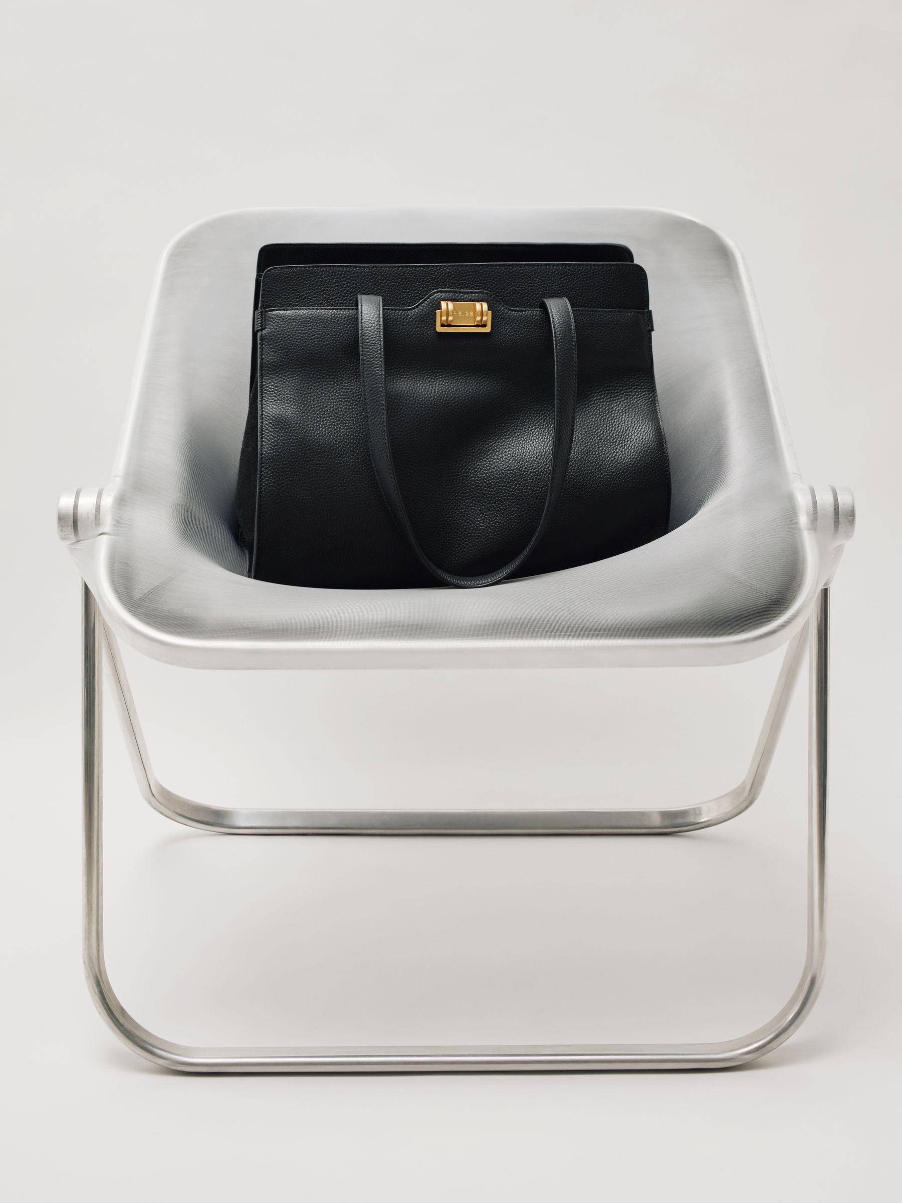 Grained Leather Tote Bag in Black - image 5
