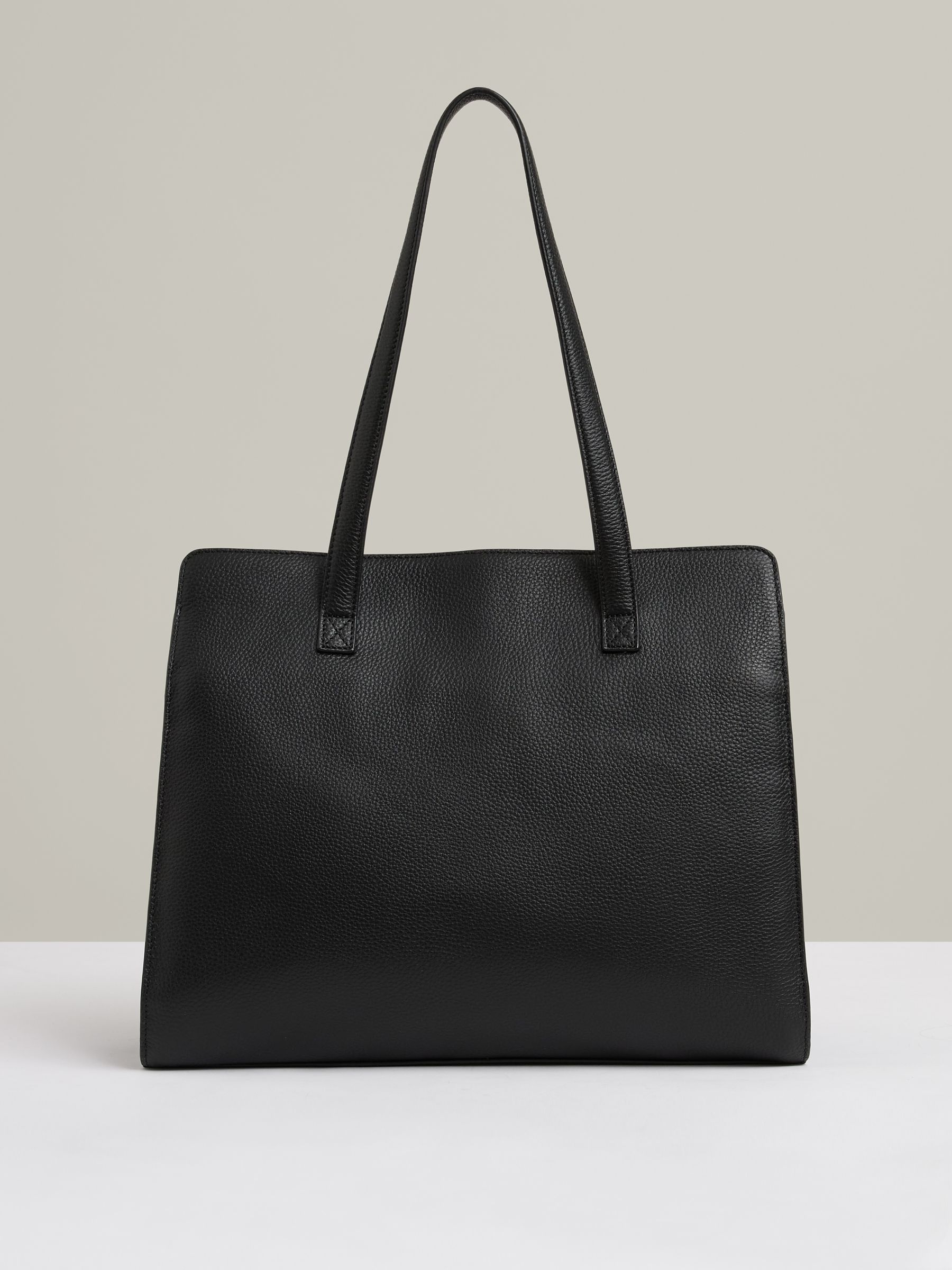 Grained Leather Tote Bag in Black - Image 4 of 5