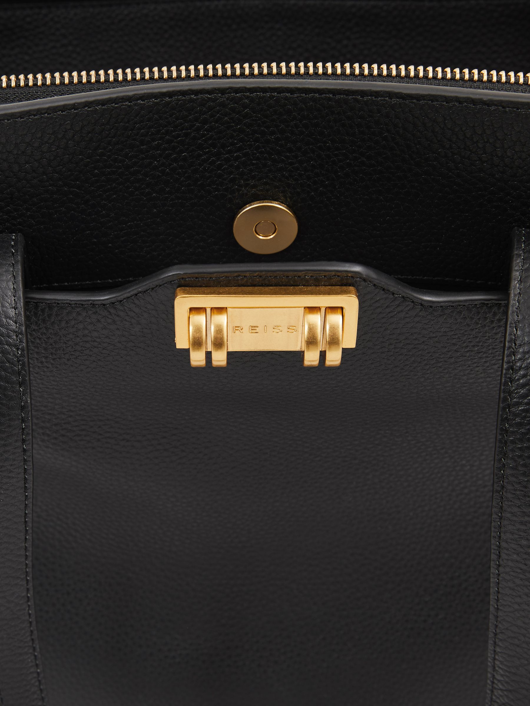 Grained Leather Tote Bag in Black - Image 5 of 5