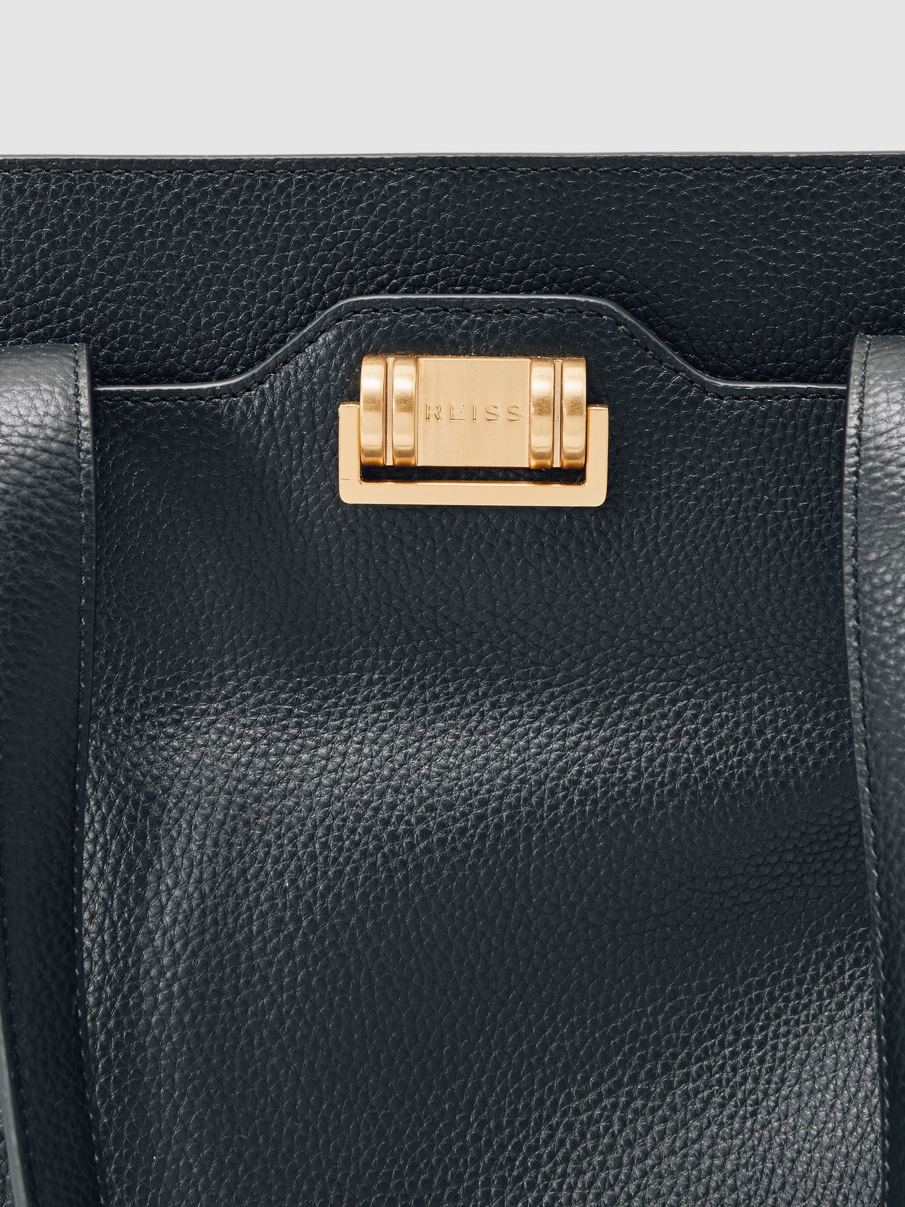 Grained Leather Tote Bag in Black - Image 6 of 6