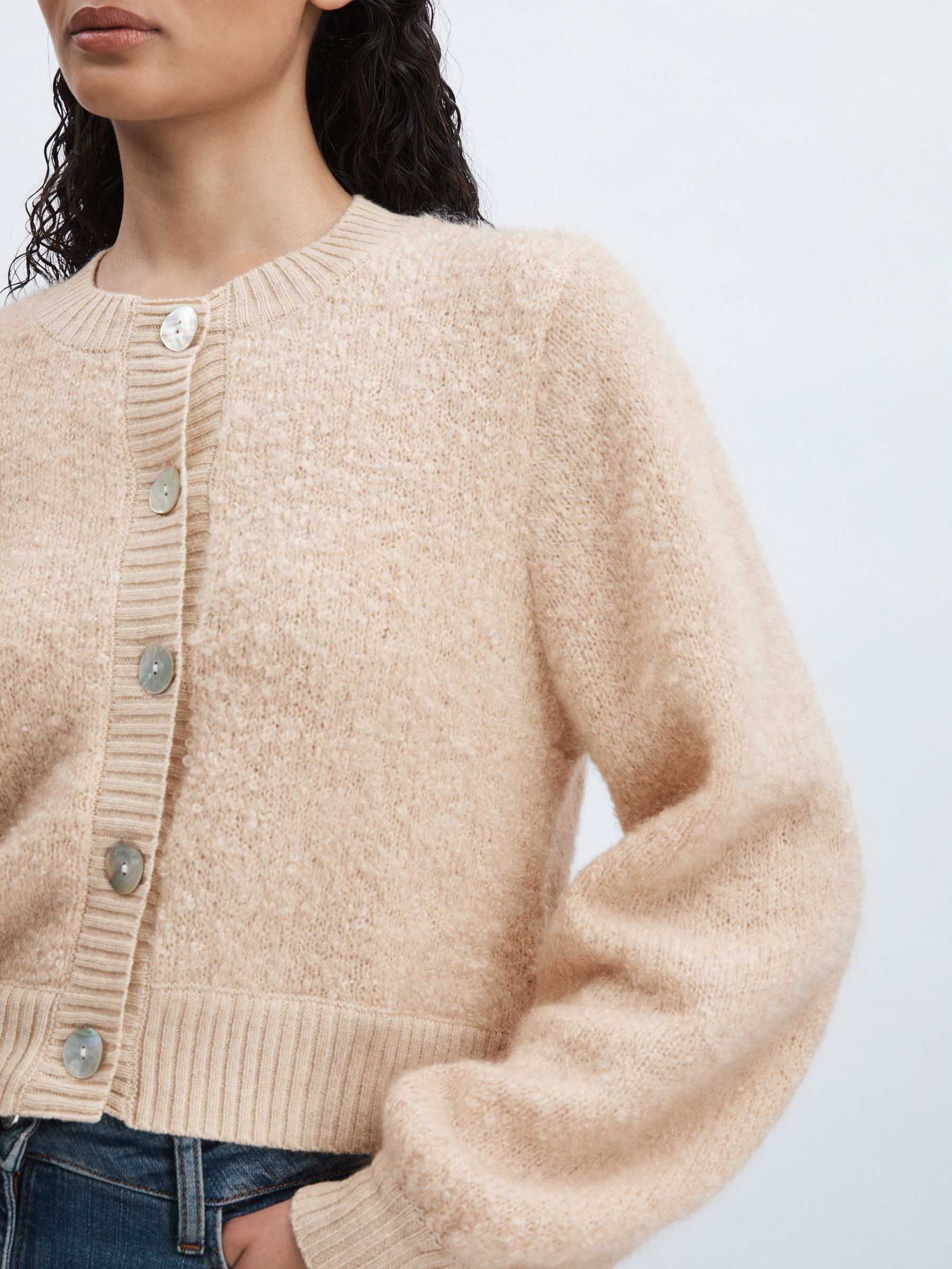 Crush Collection Bouclé Cardigan in Buttercup - Image 4 of 6