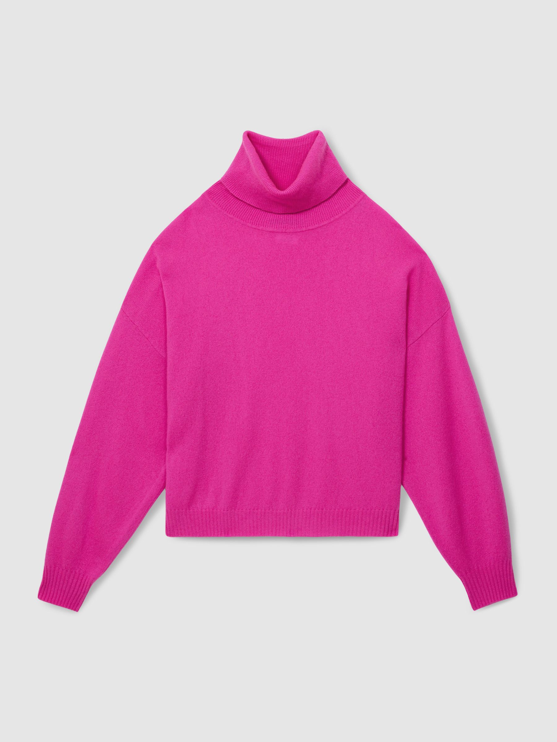 Crush Collection 100% Cashmere Roll-Neck Jumper in Bright Pink - Image 2 of 6