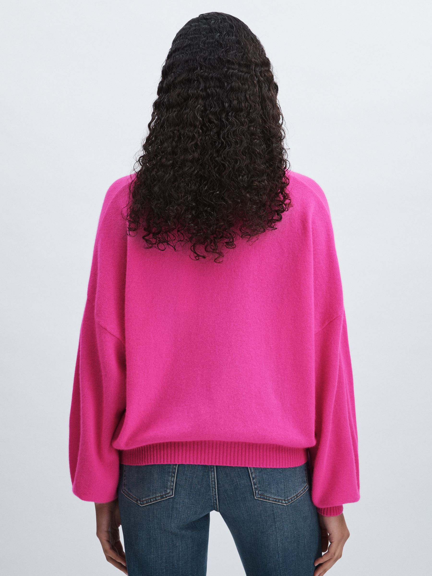 Crush Collection 100% Cashmere Roll-Neck Jumper in Bright Pink - Image 5 of 6