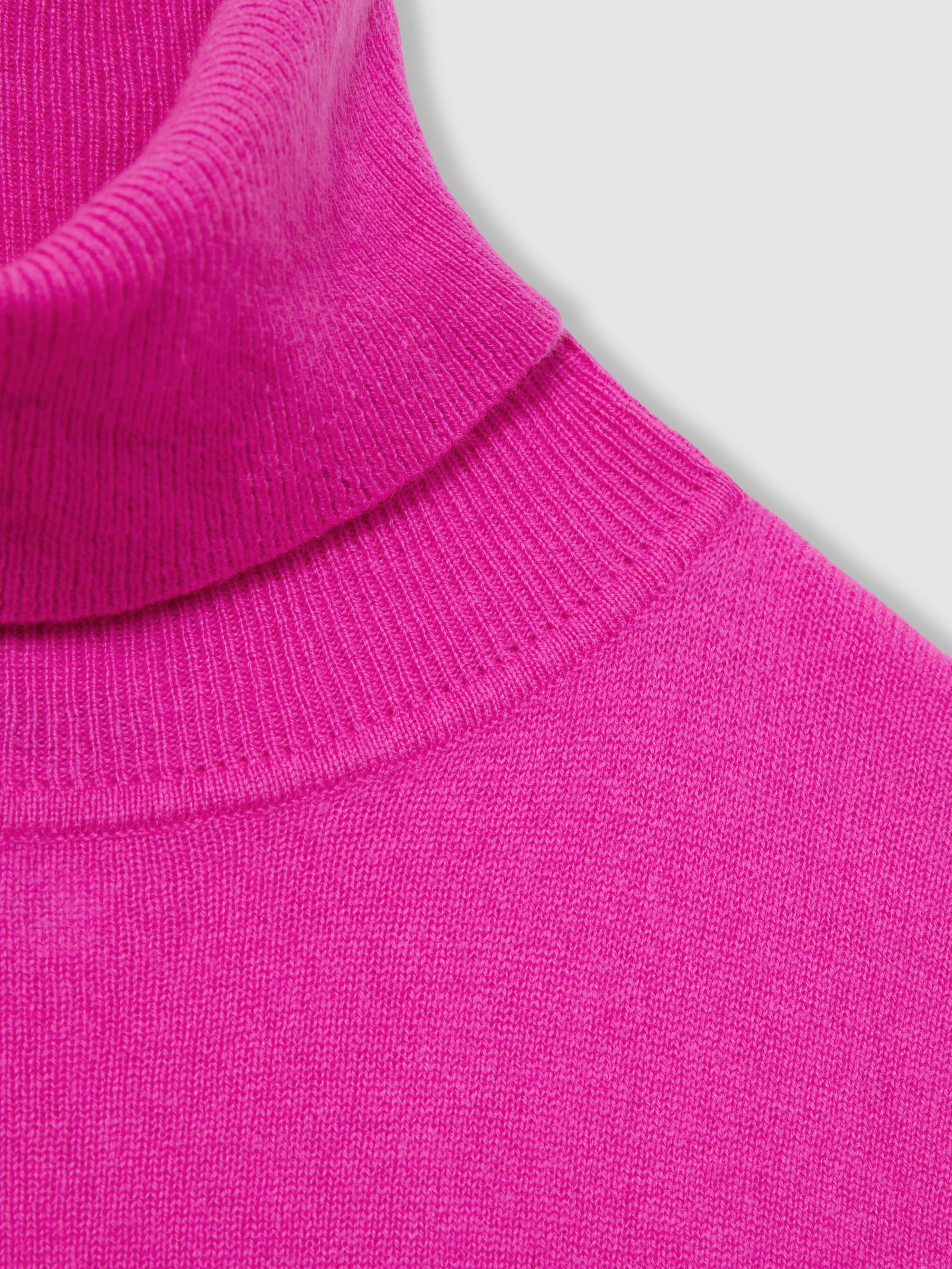 Crush Collection 100% Cashmere Roll-Neck Jumper in Bright Pink - Image 6 of 6