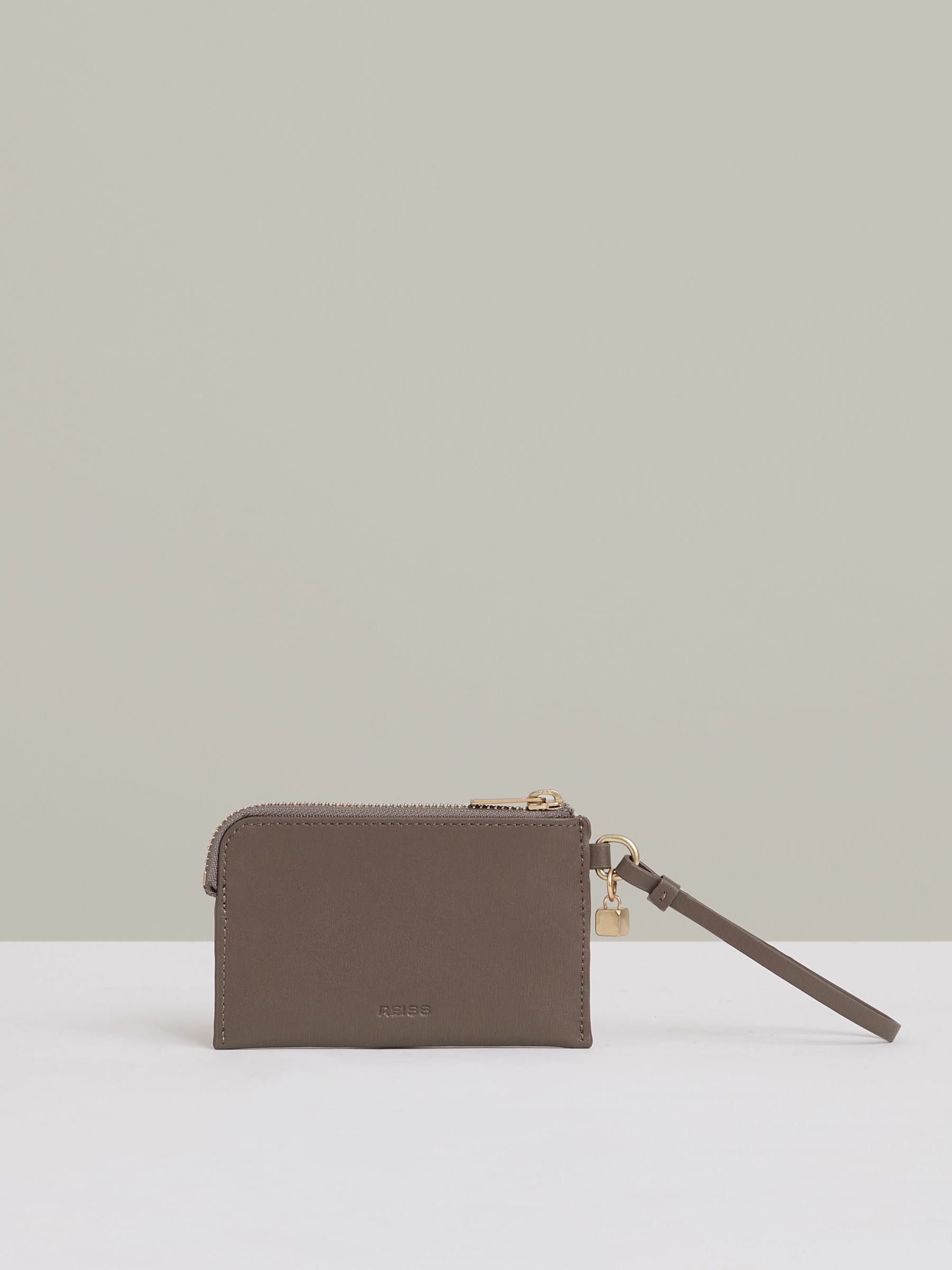 Leather Coin Purse in Taupe - Image 1 of 3