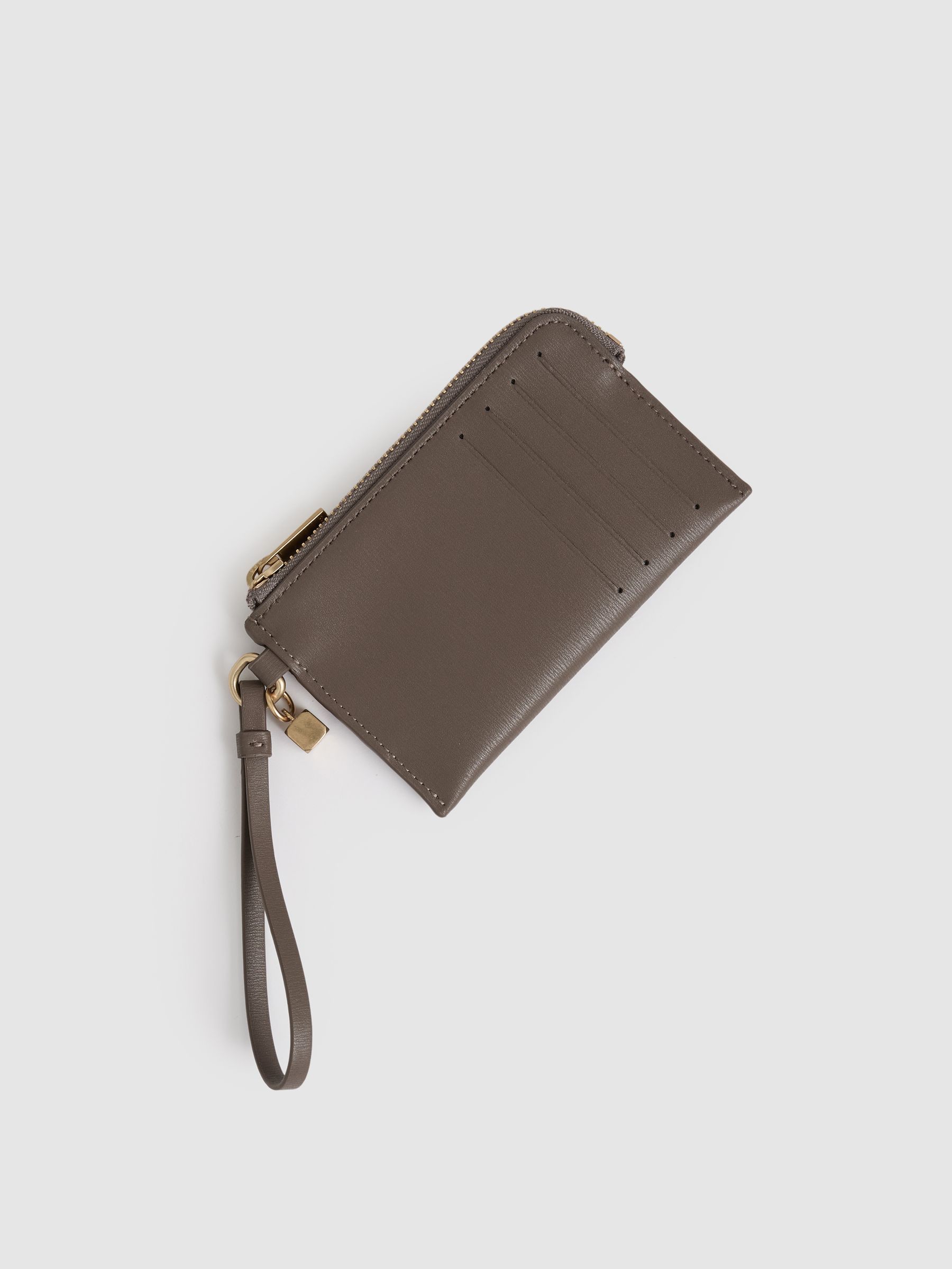 Leather Coin Purse in Taupe - Image 2 of 3