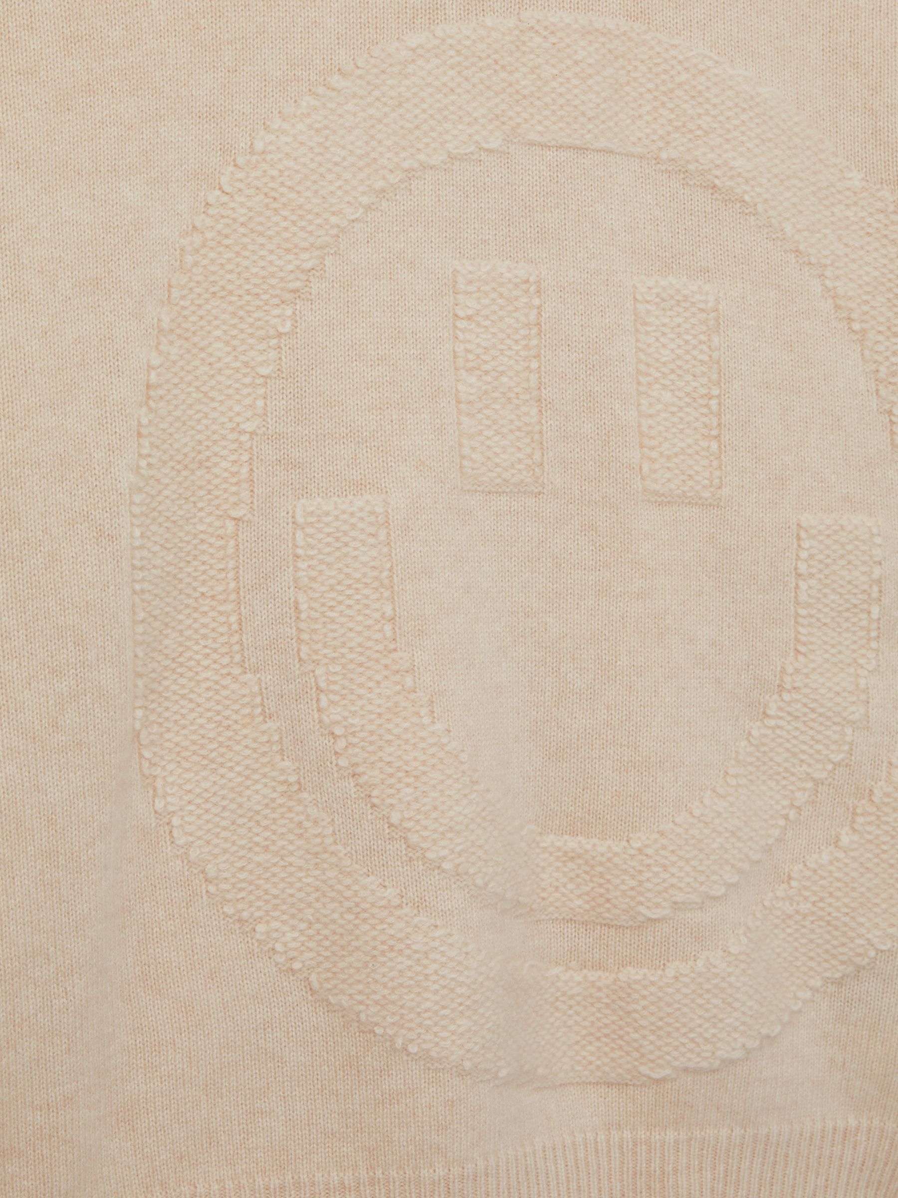 Crush Collection 100% Cashmere Smiley-Face Jumper in Cream - Image 6 of 6
