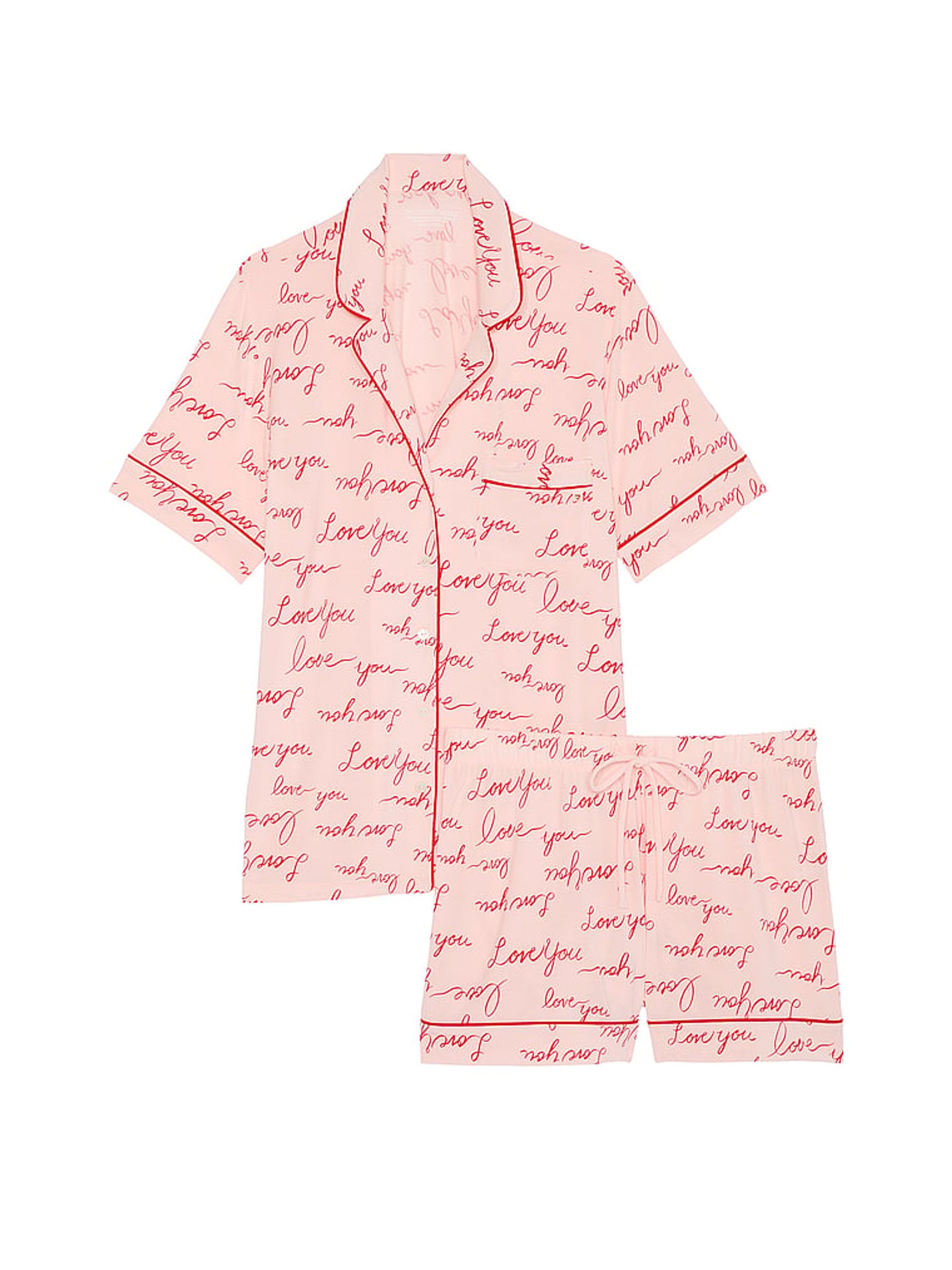 Purest Pink/Lipstick Red Script Modal Short Pyjama Set - Image 3 of 3