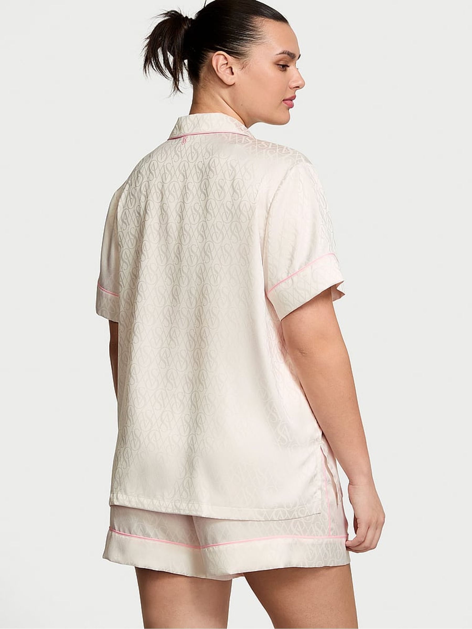 Coconut White Heart Pocket Satin Short Pyjama Set - Image 2 of 3