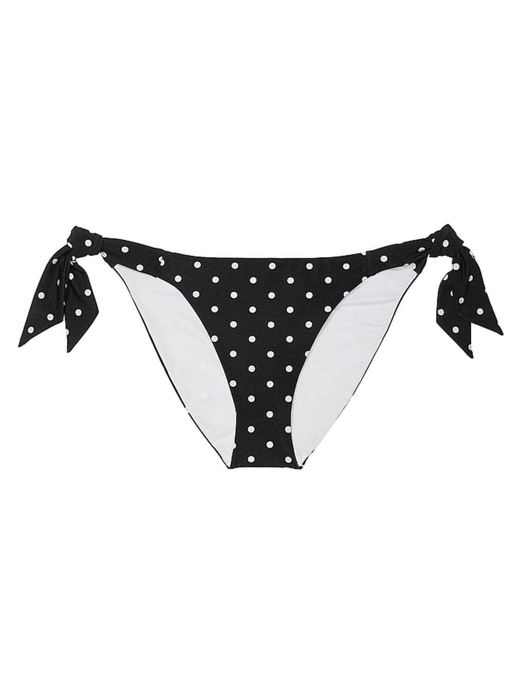 Black And White Dot Tie Side Bikini Bottoms - Image 4 of 4