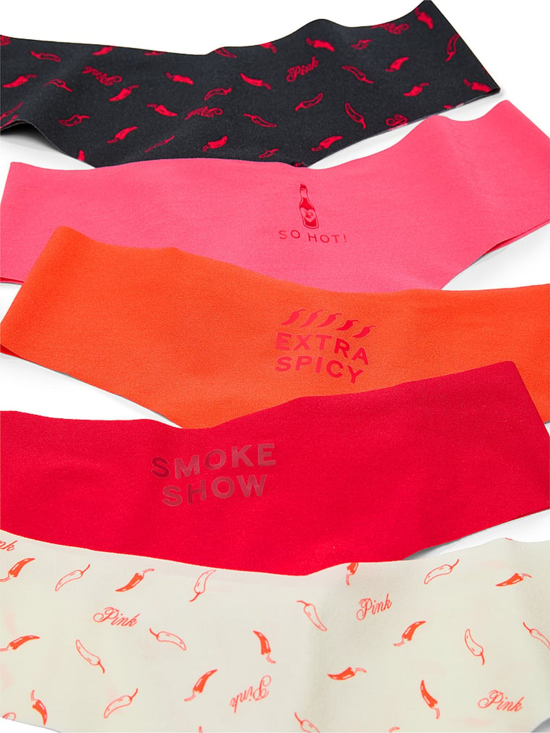 Red/Green/Black/Pink Thong 5 Pack Knickers - Image 2 of 2