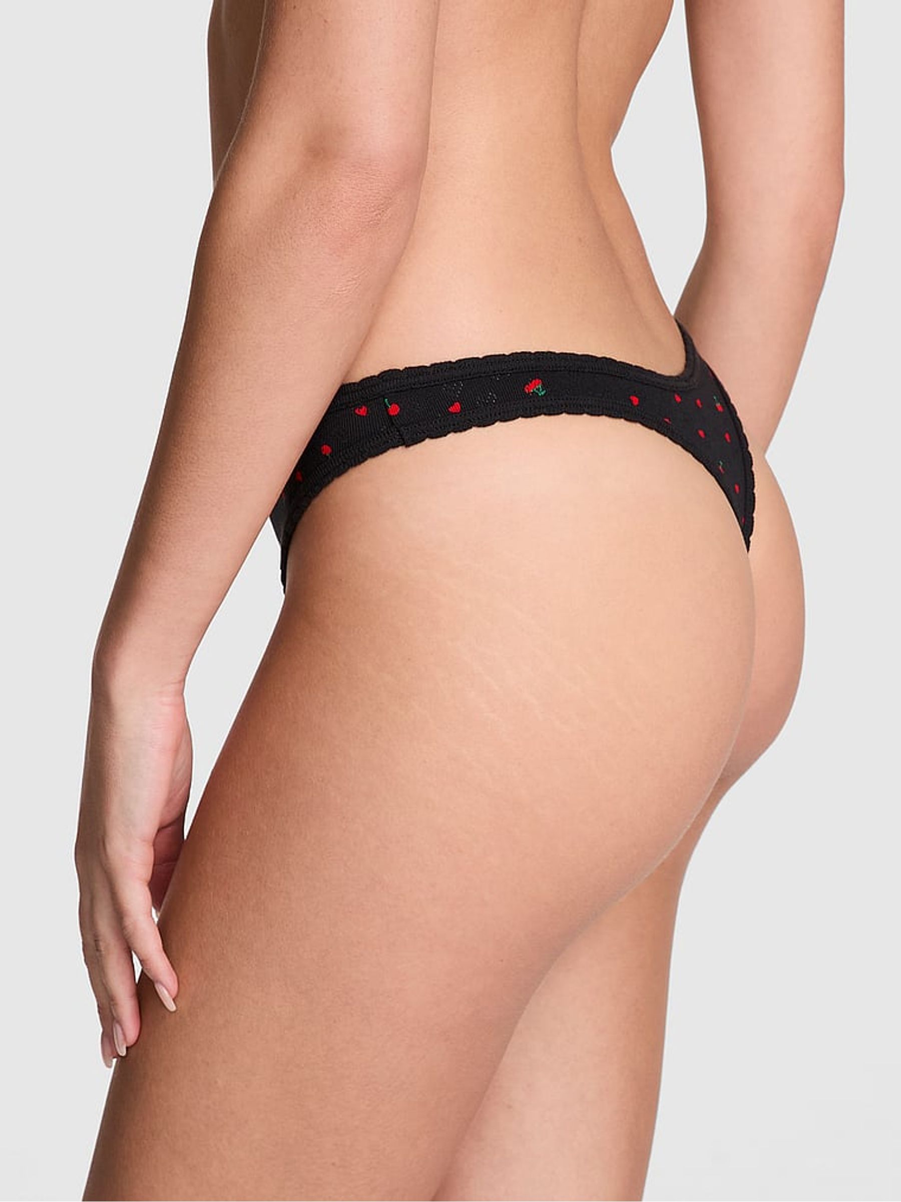 Black Cherry Thong Cotton Knickers - Image 2 of 3