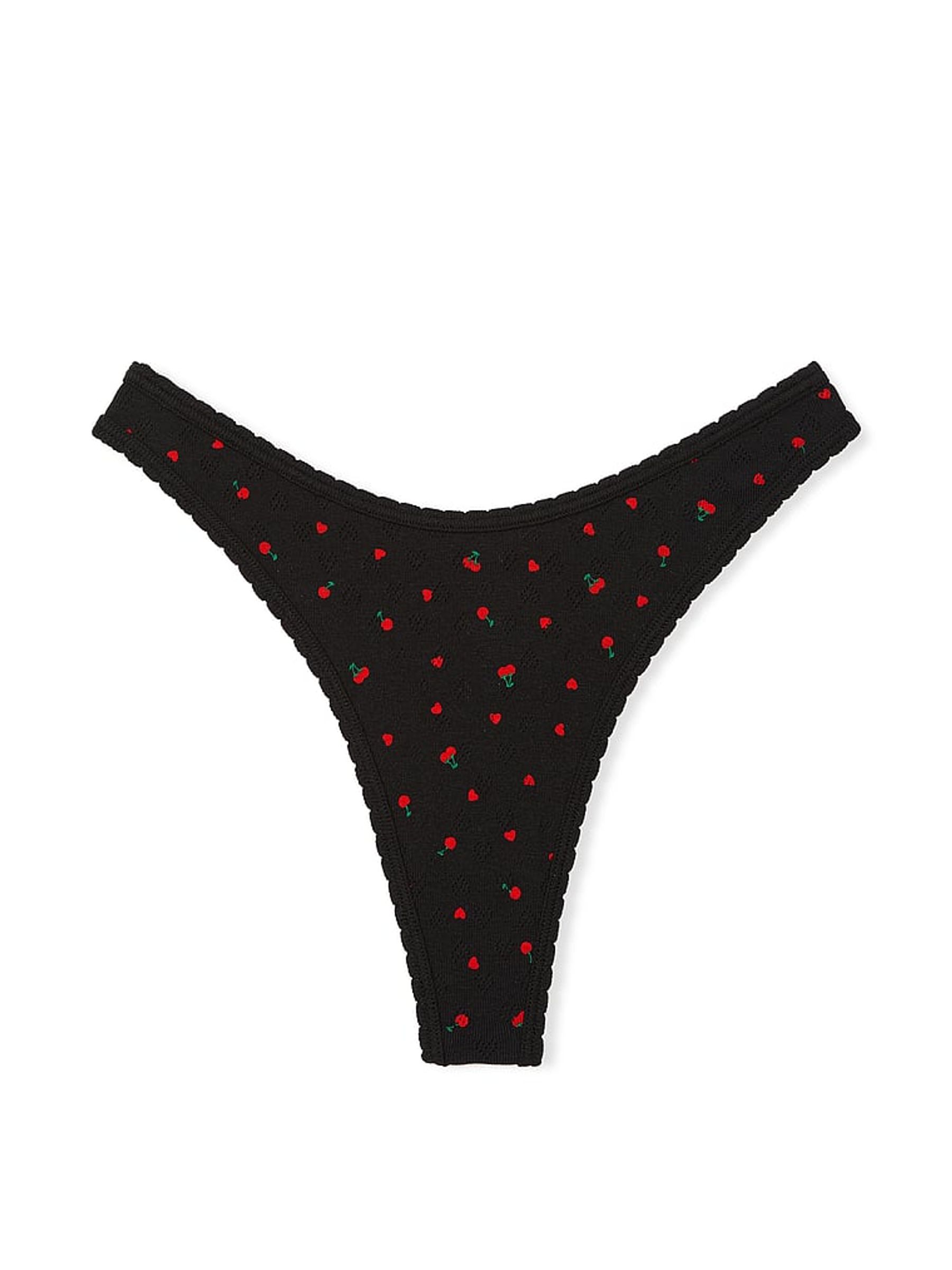Black Cherry Thong Cotton Knickers - Image 3 of 3